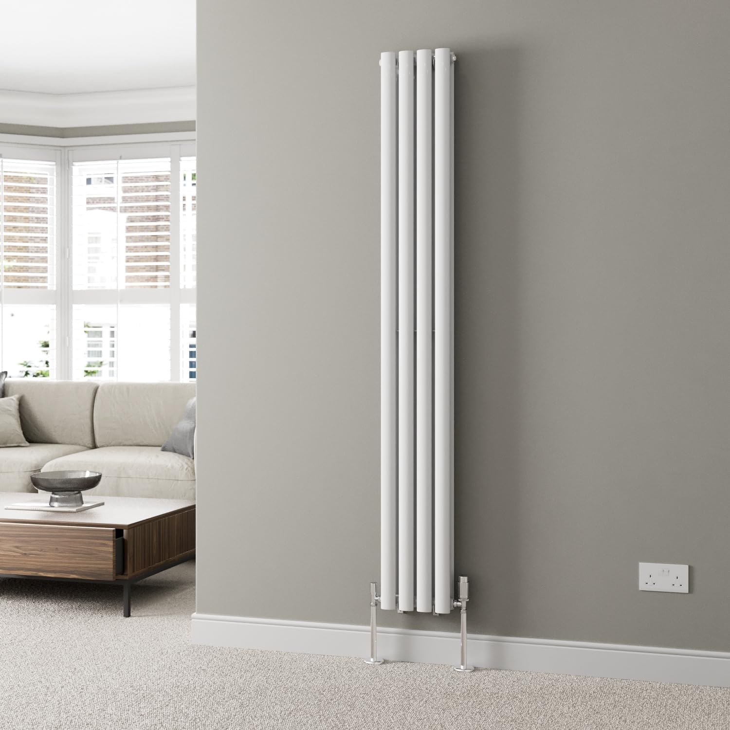 DuraTherm® 600 x 600mm Anthracite Horizontal Designer Radiator Double Column Oval Tube Modern Central Heating Panel Bathroom Radiators.