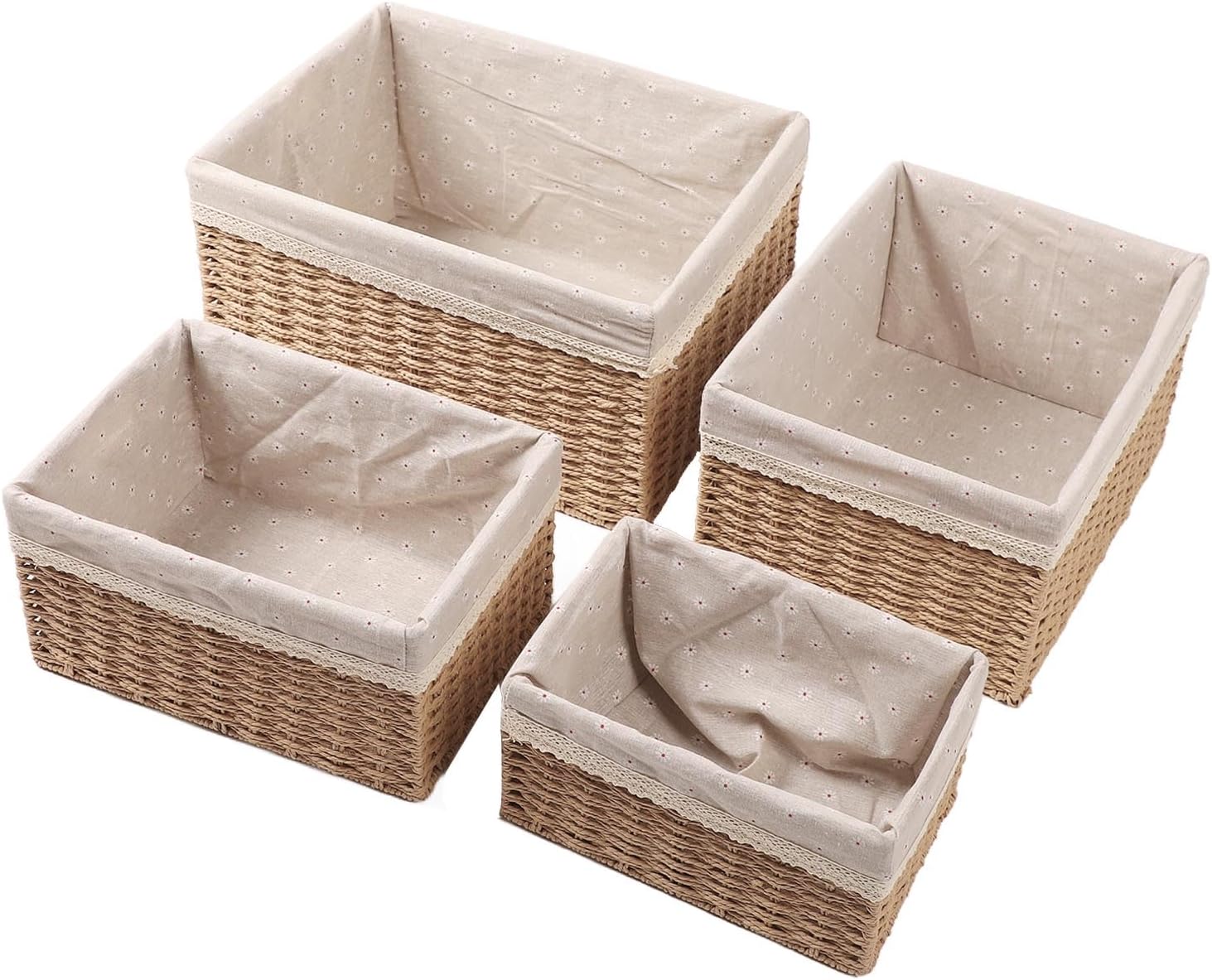 4Pcs Hand-Woven Basket, Storage Box Organiser, Food Storage Basket & Fruit Basket, Garden Harvest Basket.