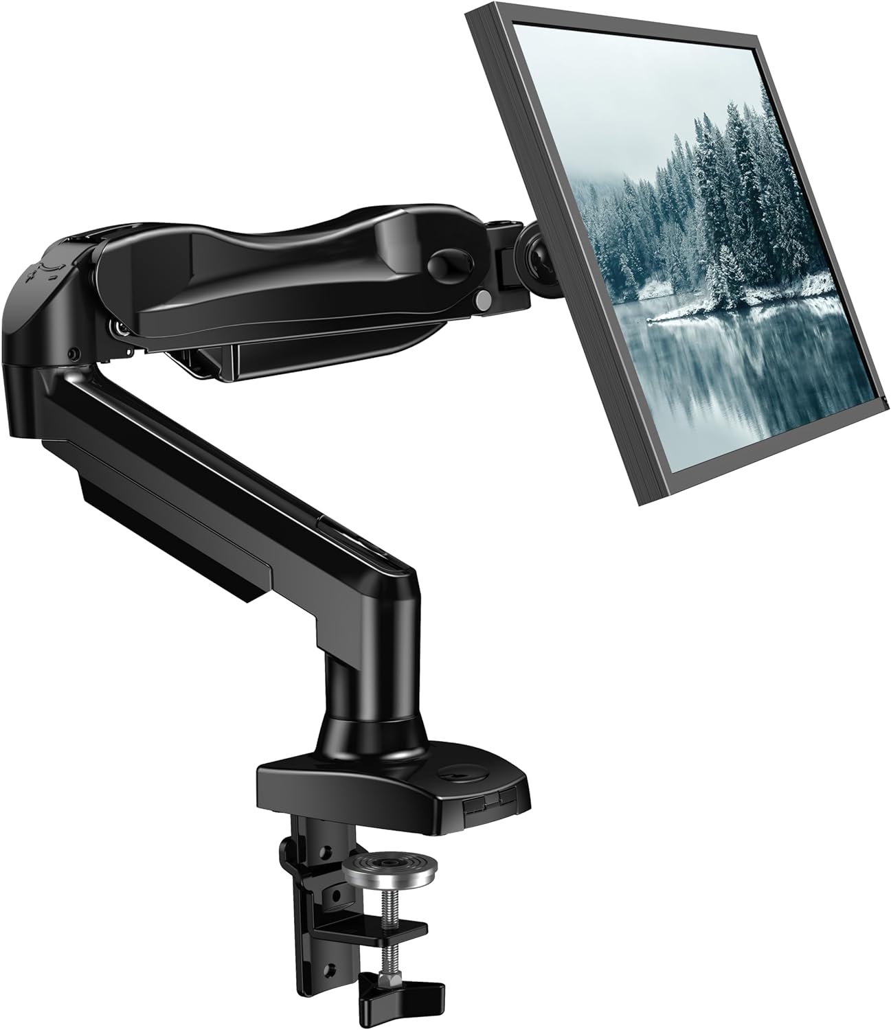 HUANUO Single Monitor Arm for 13 to 32 inch Screen, Gas Spring Monitor Arm, Home Office Monitor Mount, Easy Installation, Adjustable Tilt Swivel Rotate, VESA 75x75 100x100, Weight 9 KG.