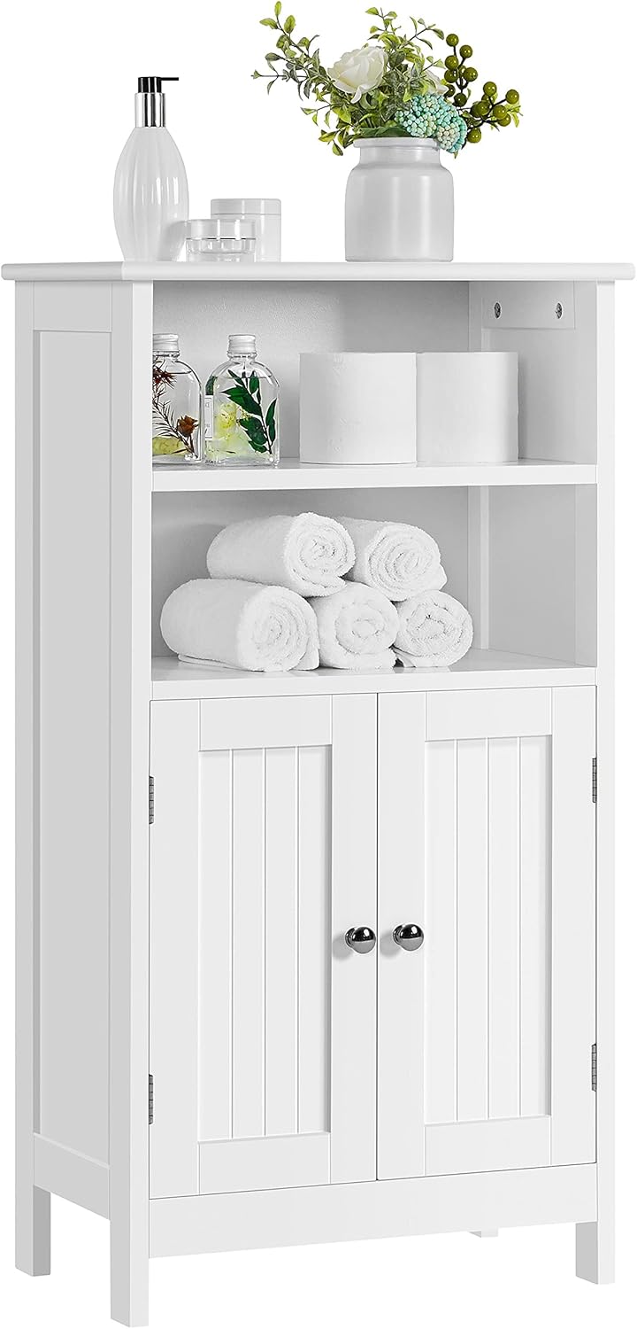 Yaheetech Bathroom Floor Cabinet with Double Doors, Wooden Bathroom Storage Cabinet 5-Tier, Modern Freestanding Storage Organizer with Adjustable Shelf for Bathroom, Living Room, Kitchen.