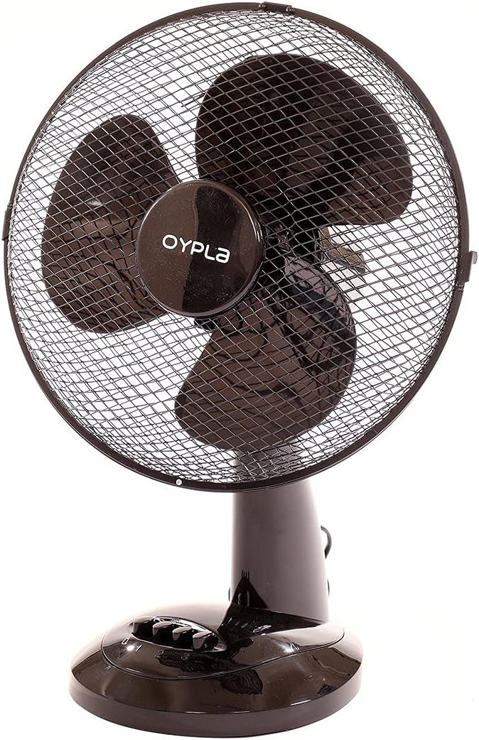 Oypla Electrical 12" 3 Speed Oscillating Black Electric Desk Home Office Fan.