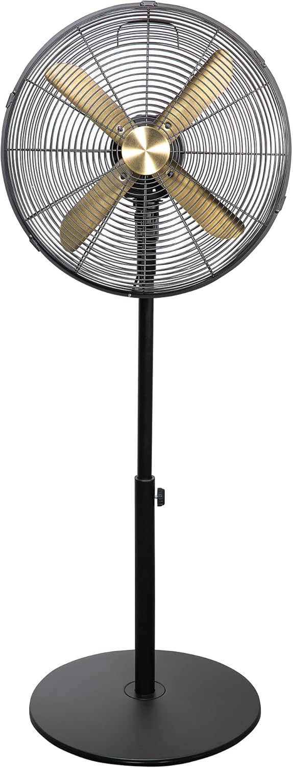 Russell Hobbs RHMPF1601WDB 16 Inch Scandi Electric Pedestal Fan, Tall Standing Fan, 1 m to 1.25 m Height, 3 Speed Settings, Oscillating Fan and Adjustable Tilt, 60W, Black and Wood Effect.