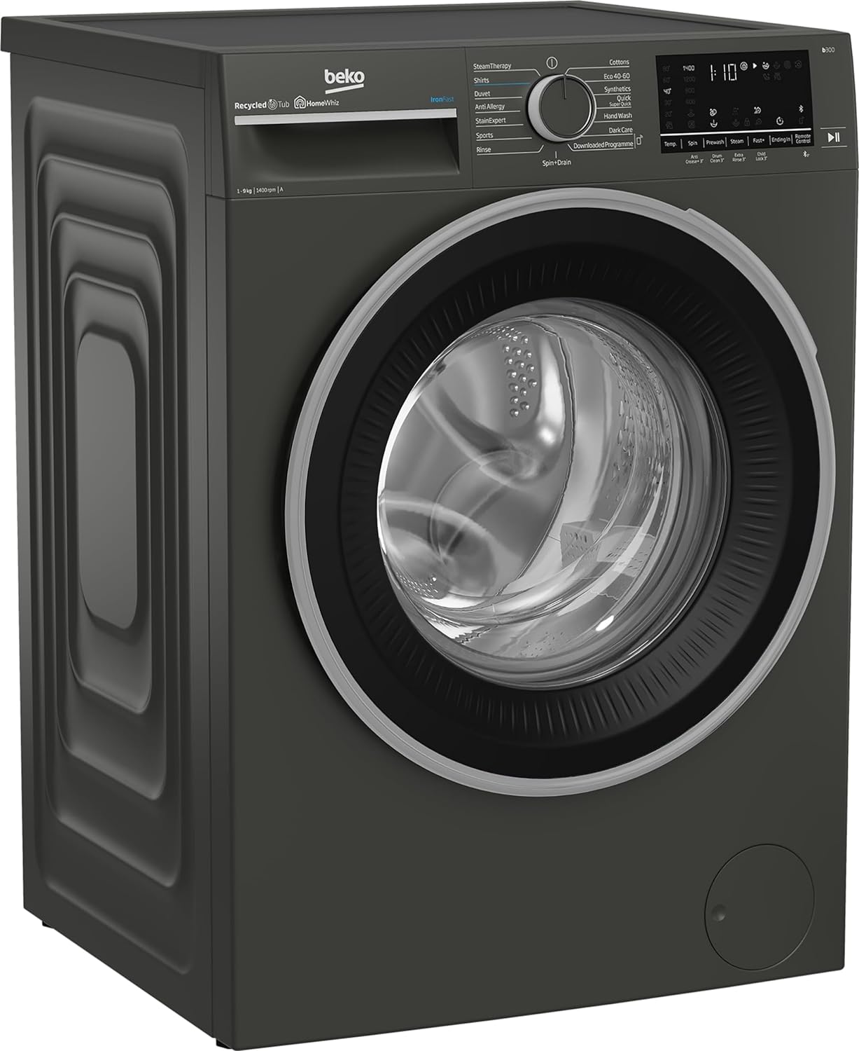 Beko B3W5941IG Washing Machine | 9 kg Capacity 1400 rpm Spin Speed | A Rated Energy Class| Graphite Colour, ironfast Technology | RecycledTub.