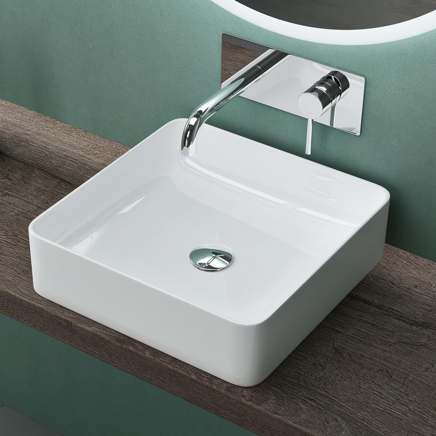 Mai & Mai Countertop Basin Made of Ceramic with Nano-Coating WDH: 50x35x11cm White Sink Brussels105.