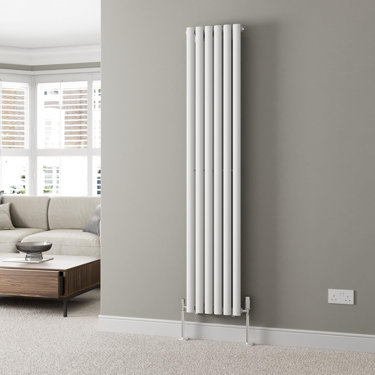 DuraTherm® 600 x 600mm Anthracite Horizontal Designer Radiator Double Column Oval Tube Modern Central Heating Panel Bathroom Radiators.