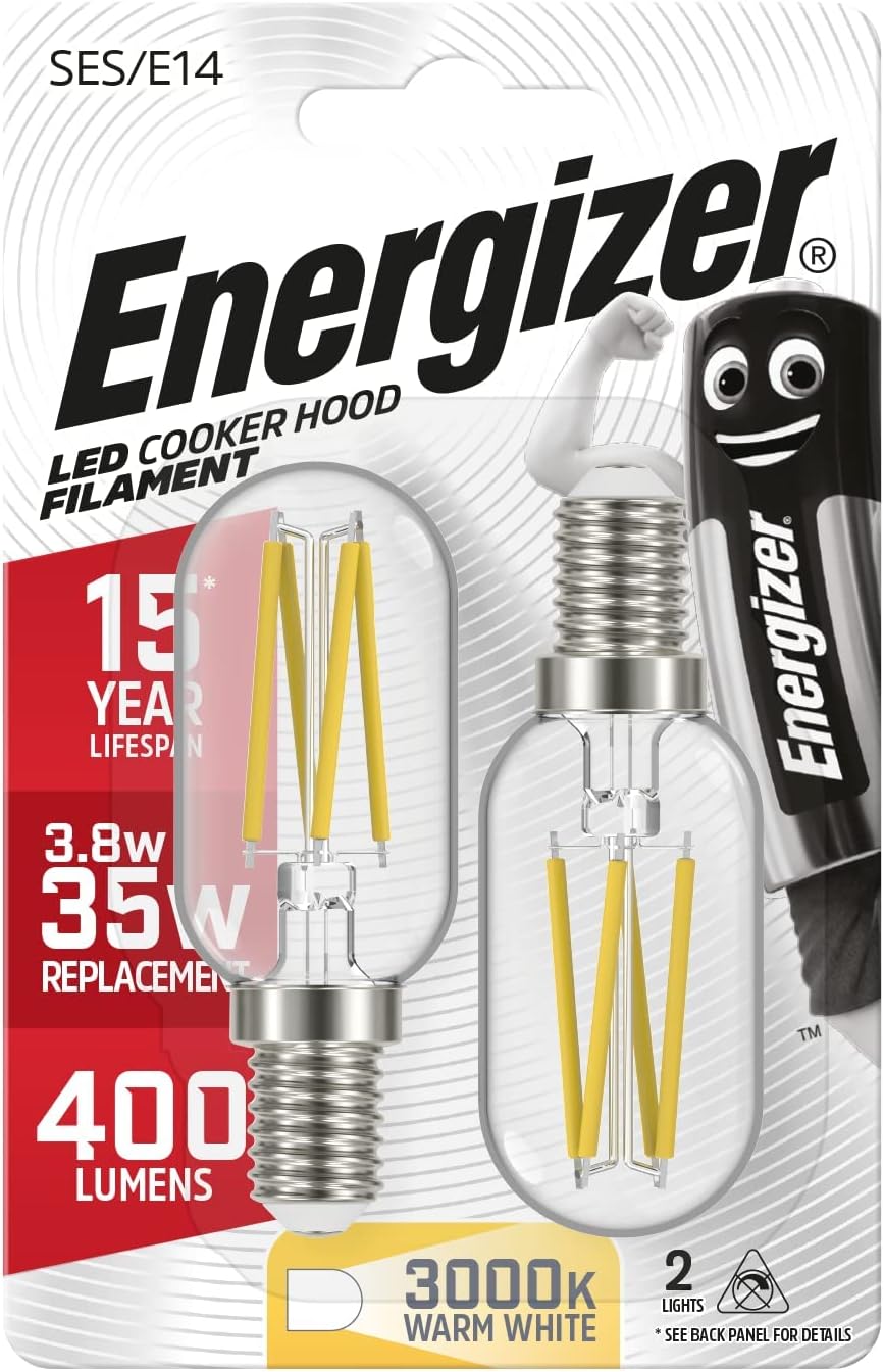 ENERGIZER Filament LED Cooker Hood 400LM 3.8W E14 (SES) Pack of 2.