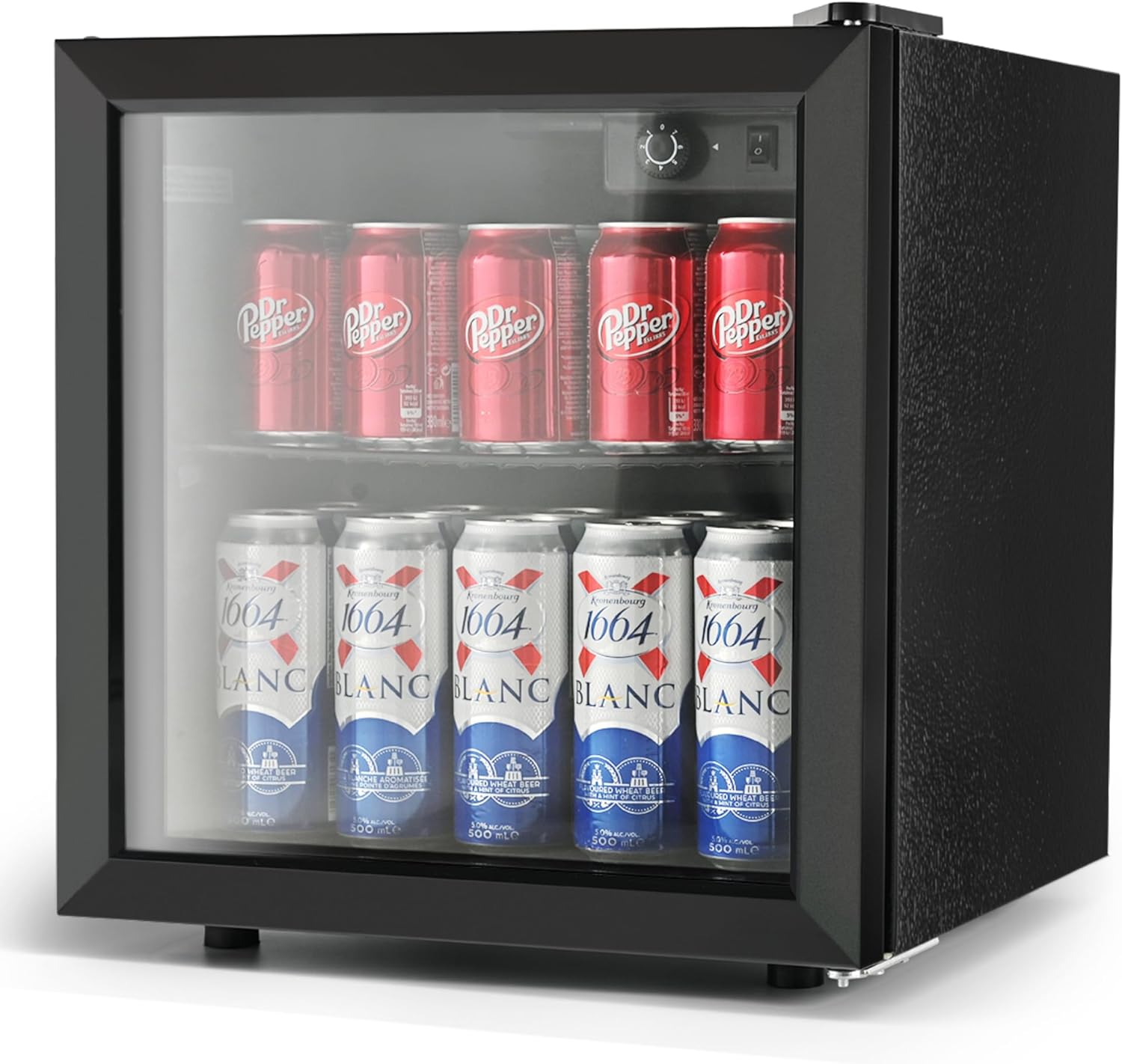 EUHOMY Beverage Refrigerator - 55 Can Drinks Fridge with Glass Door, Wine Bottle Fridge - Mini Fridge with LED Lights, Removable Shelves for Home, Office, Dorm, Bar, Bedroom.