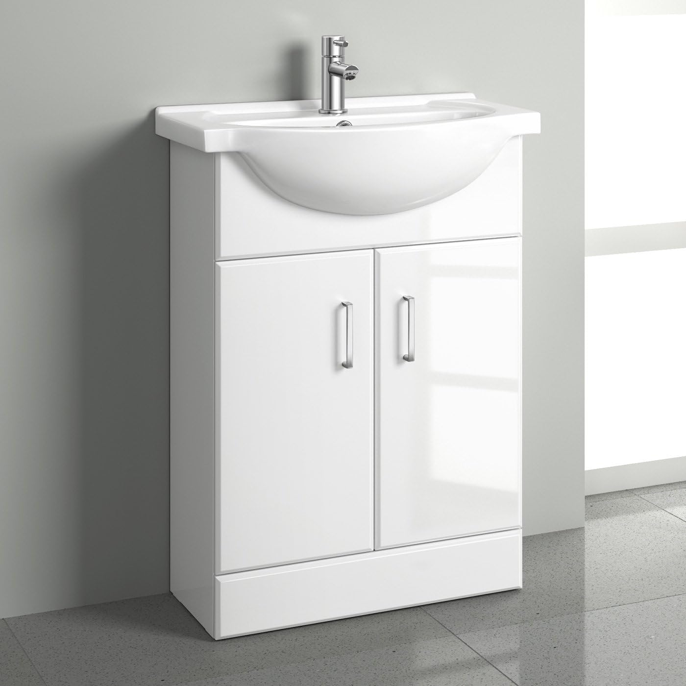 iBathUK 1048 Vanity Unit Furniture Set, Wash Basin, WC,Toilet Pan, Soft Close Toilet Seat, Concealed Cistern, Bathroom Storage Cabinet-White (Flat Pack).