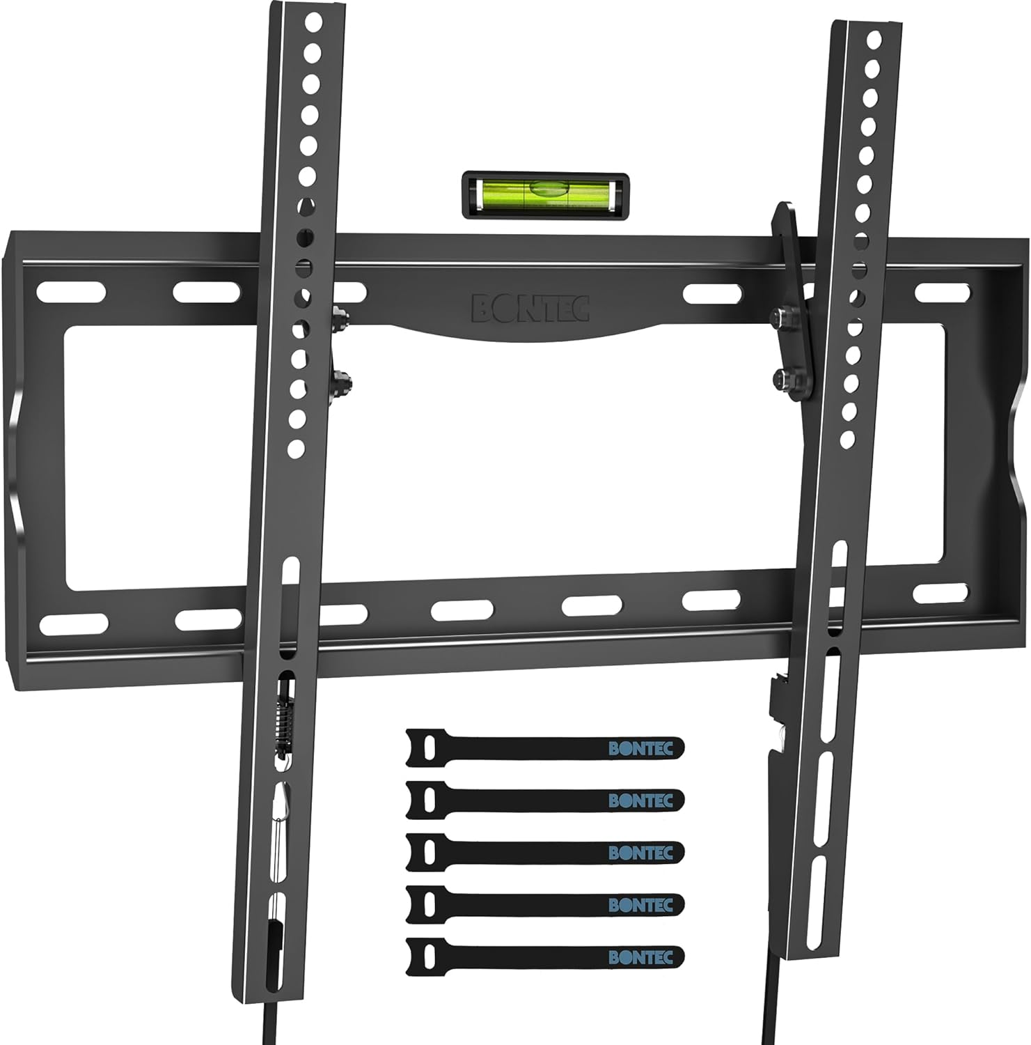 BONTEC TV Wall Mount Bracket for Most 26-65 inch LCD/LED/OLED Flat Curved TVs, Tilt Slim TV Wall Bracket up to 55kg, Max VESA 400 x 400mm, Bubble Level and Cable Ties included.