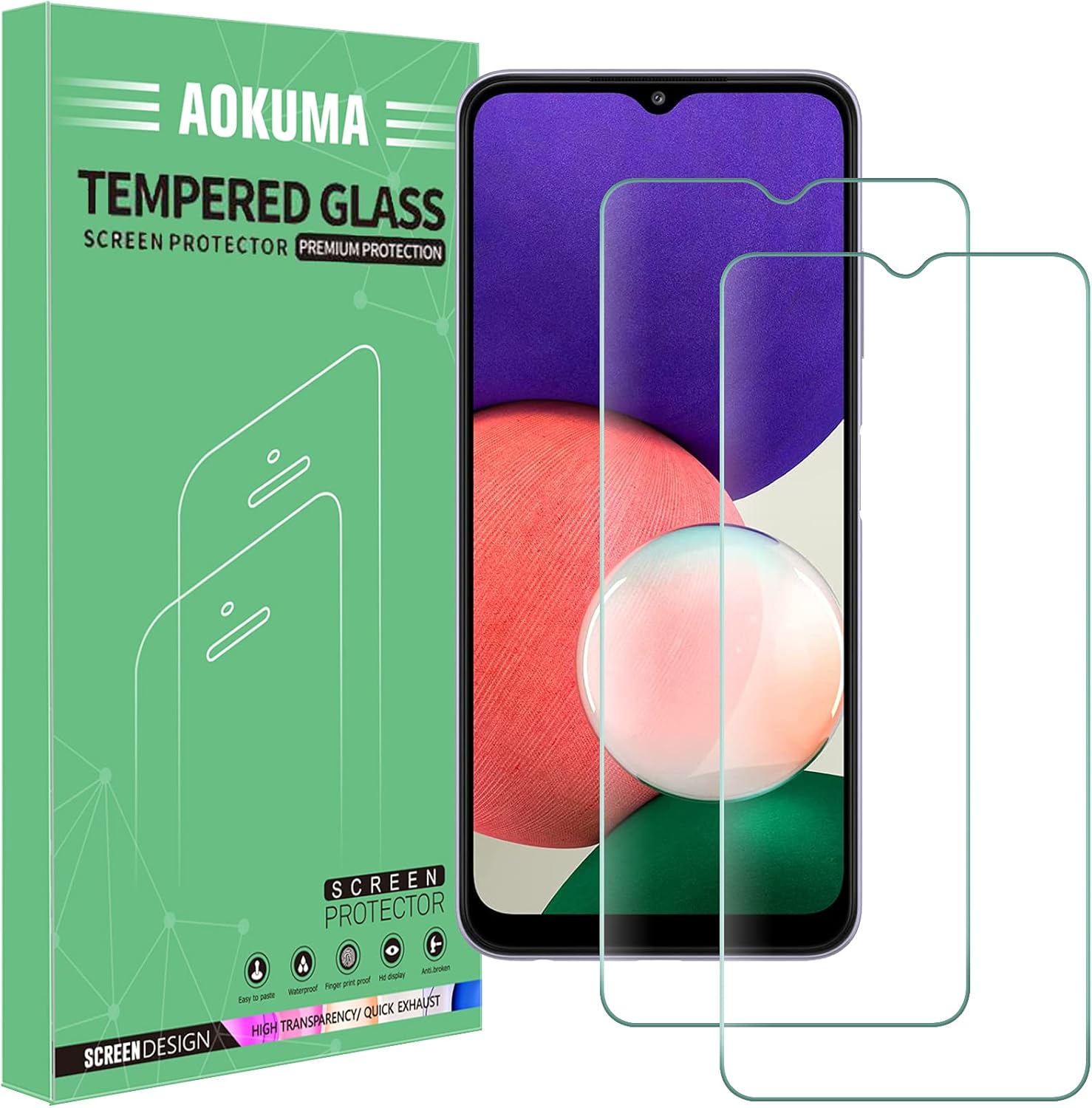 AOKUMA Tempered Glass for iphone 15/iphone 15 Pro Screen Protector, [2 Pack] Premium Quality Guard Film, Case Friendly, Shatterproof, Shockproof, Scratchproof oilproof.