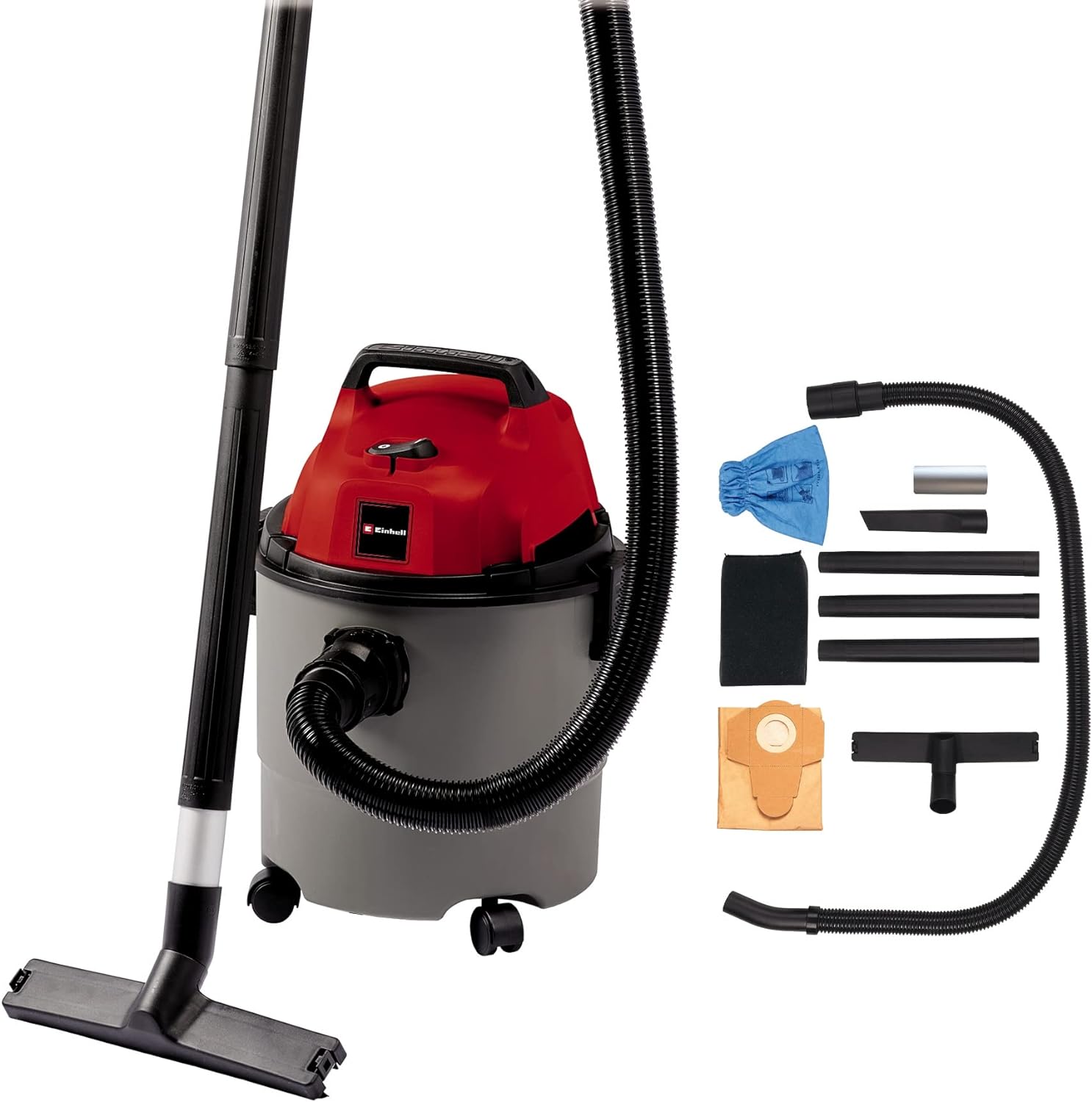 Einhell TC-VC 1815 S Wet And Dry Vacuum Cleaner | 1250W, 15L Stainless Steel Tank | Wet-Dry Vacuum With Blow Function For Car, Garage, Workshop, Home / Artificial Grass Vac.