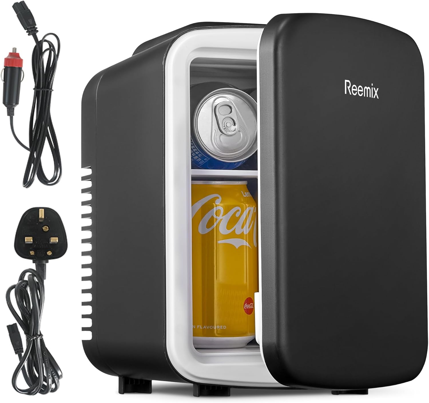 Mini Fridge 4 Litre, 6 Can Portable AC+DC Power Cooler & Warmer, Portable Small Fridge for Bedrooms, Cars, Offices, Skincare, Makeup, Cosmetics, Food (Black).