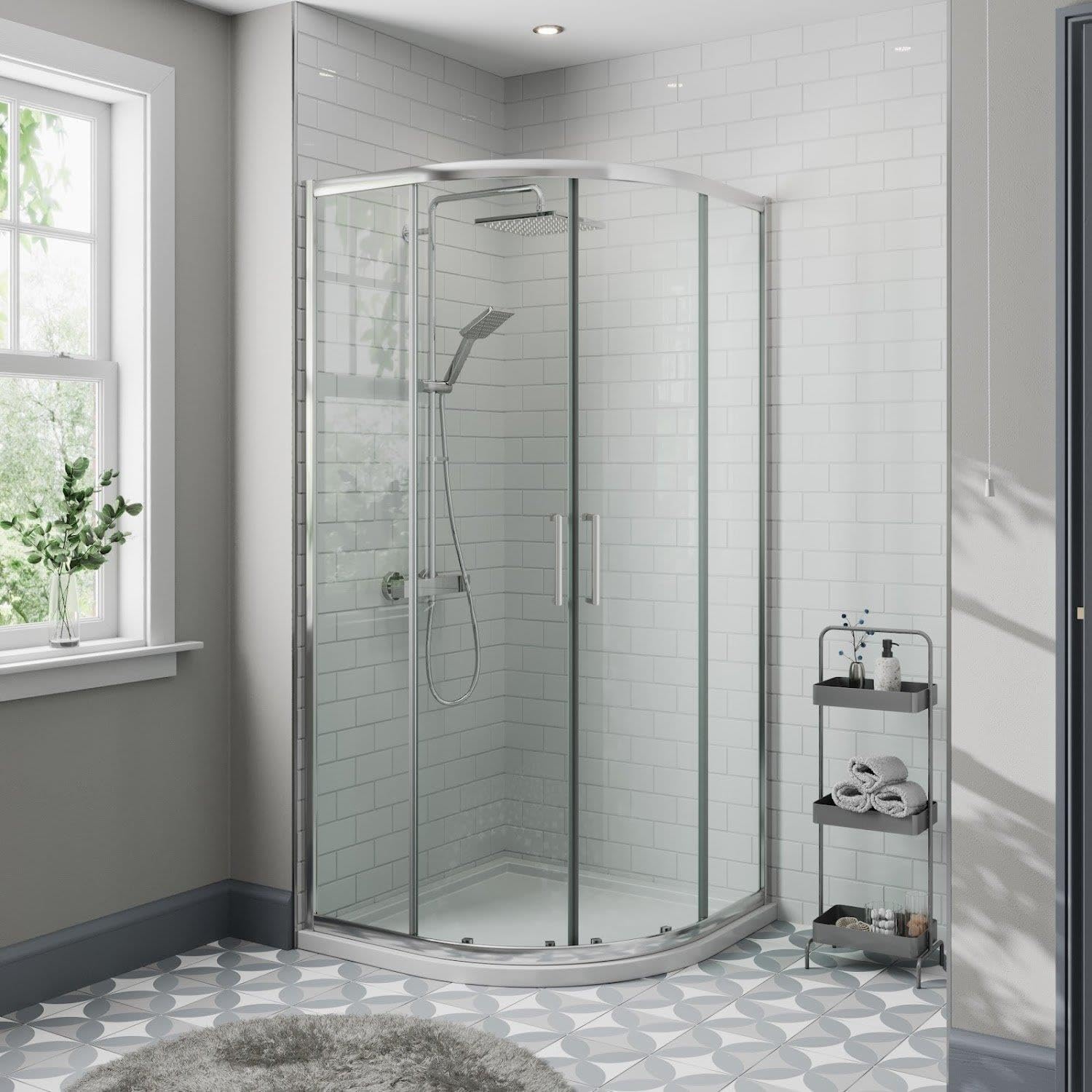 900 x 900 mm Quadrant Shower Enclosure 8mm Easy Clean Glass Sliding Shower Cubicle Door Tempered Safety Glass with Anti Slip Tray & Waste.