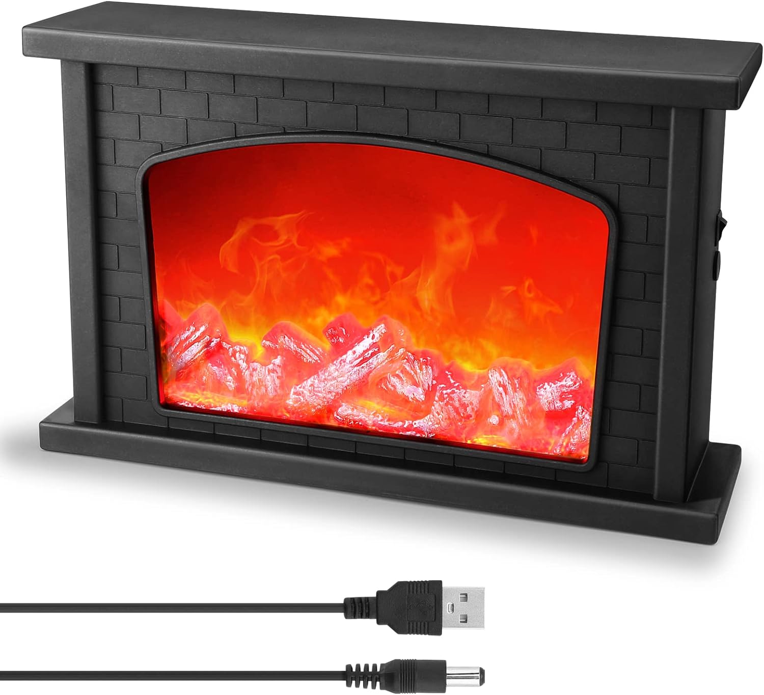 IMAGE Fireplace Lights LED Fireplace Lantern with Realistic Flame Effect USB/Battery Powered Fire Lamp for Christmas Halloween Decoration.