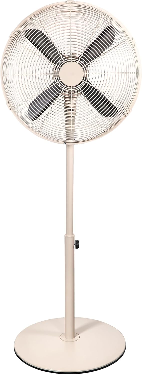 Russell Hobbs RHMPF1601WDB 16 Inch Scandi Electric Pedestal Fan, Tall Standing Fan, 1 m to 1.25 m Height, 3 Speed Settings, Oscillating Fan and Adjustable Tilt, 60W, Black and Wood Effect.