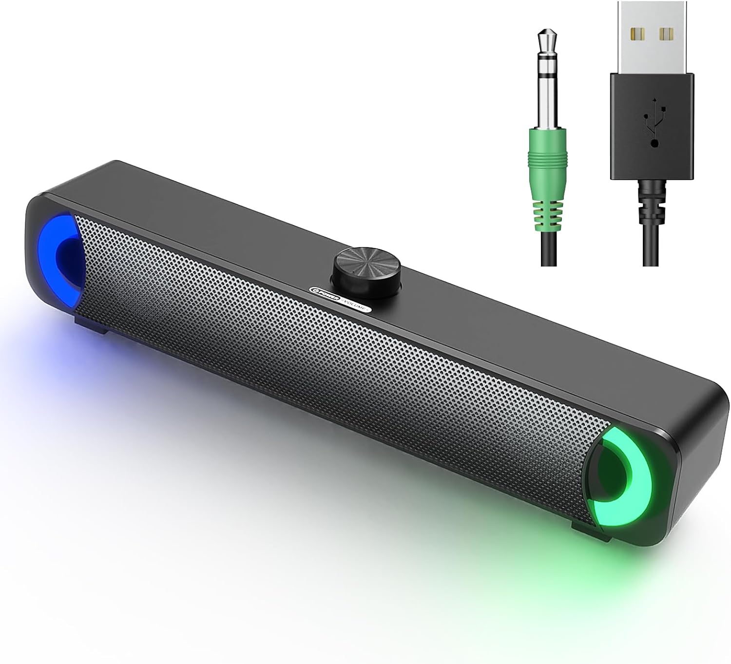 HPYLIF·H USB Computer Speaker, RGB Desktop Soundbar, Wired Sound Bar with Standard 3.5mm AUX jack and USB Interface, PC Speakers for Desktop, Laptop, MP4, Plug and Play.