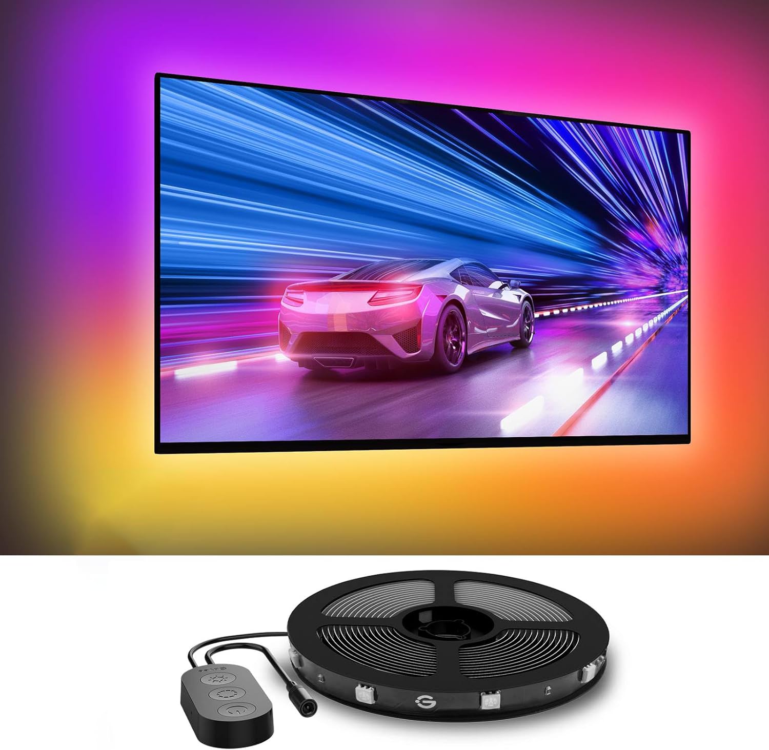 Govee TV LED Backlight, 2.4M RGBIC TV Backlight for 40-50 inch TVs, Smart LED Lights for TV with Bluetooth Wi-Fi & App Control, Works with Alexa & Google Assistant, Music Sync, 76 Scenes.