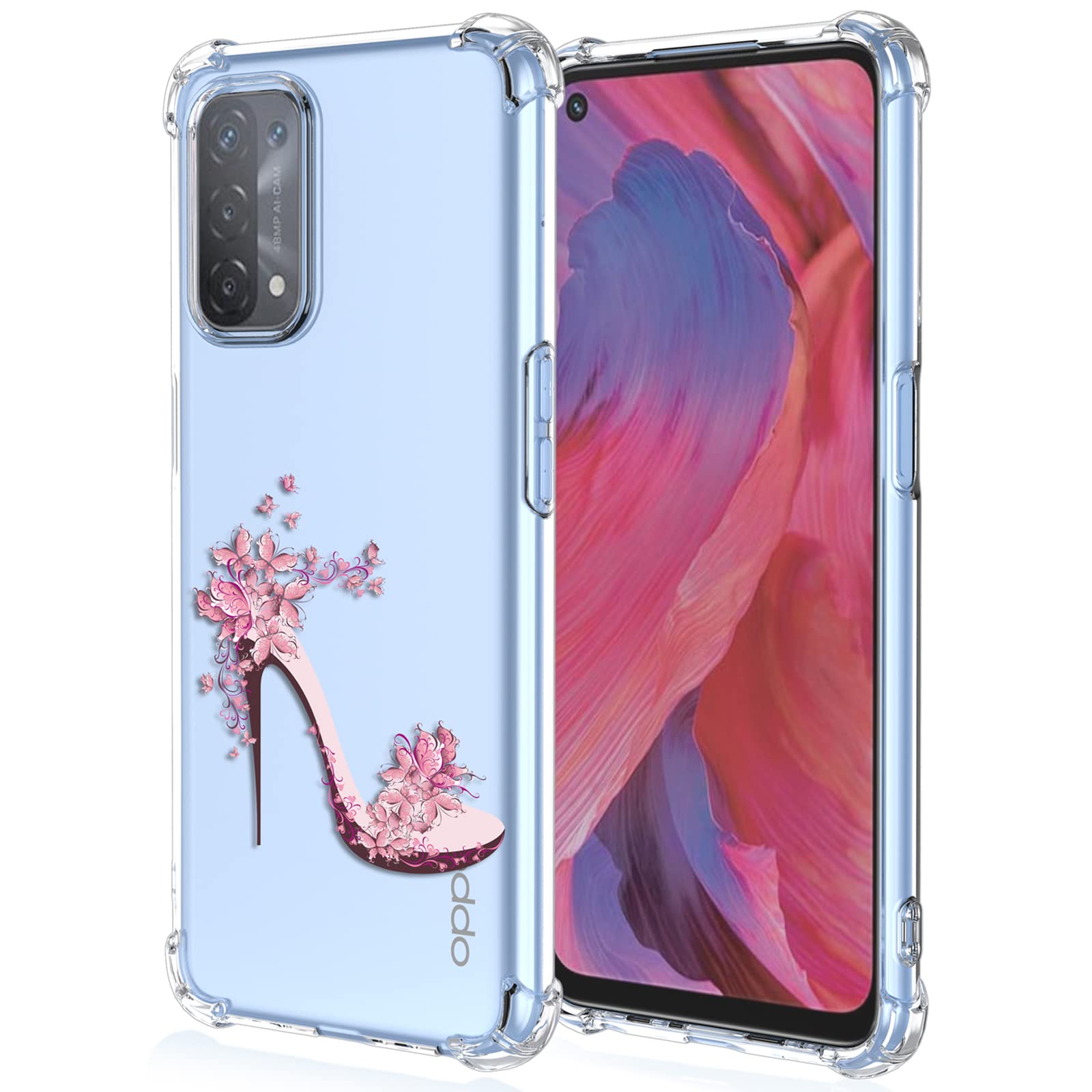 XINYEXIN Case for OPPO A74 5G / OPPO A54 5G, Painting Flower Pattern Clear Case Soft TPU Silicone Case Slim Shockproof Bumper Girl Women Phone Cover - Daisy.