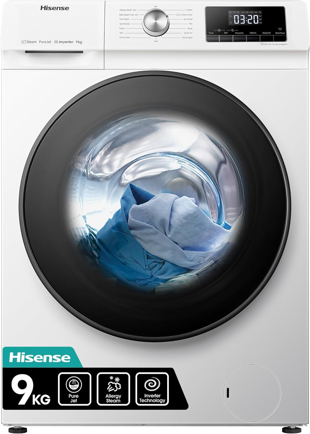 Hisense 5 Series DH5S102BW 60cm Freestanding 10KG Heatpump Front Load Tumble Dryer with WiFi Enabled - 17 Programmes - Auto dry- Steam Refresh - Allergy Care White A+++ Rated.