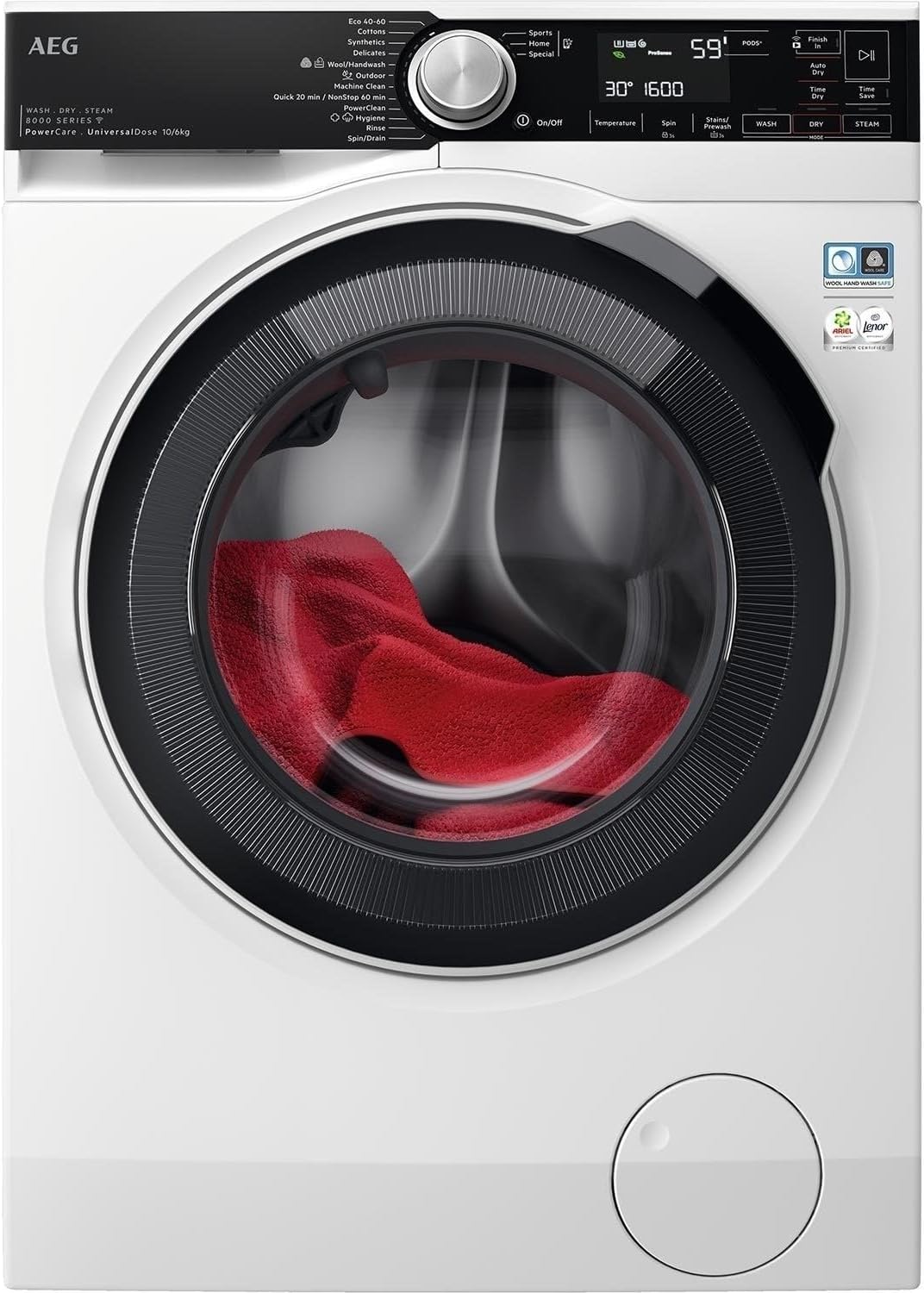 AEG 8000 Series 10kg Wash 6kg Dry 1600rpm Freestanding Washer Dryer - White.