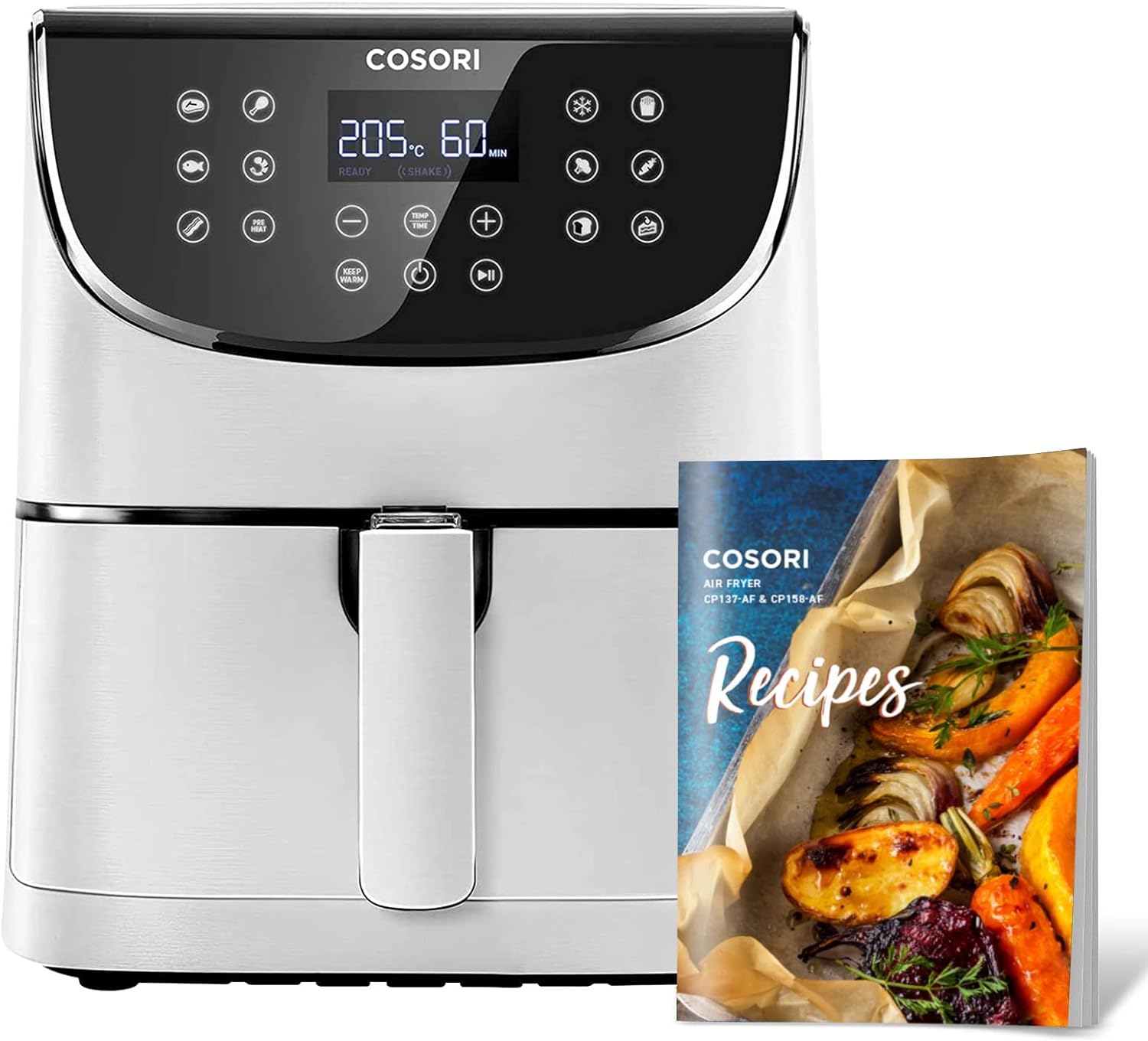 COSORI Air Fryer Oven with Rapid Air Circulation, 100 Recipes Cookbook, 3.5L Air Fryers for Home Use with One-Touch Digital Screen, 11 Cooking Presets, Nonstick Basket,Shake Remind, 1500W, White.