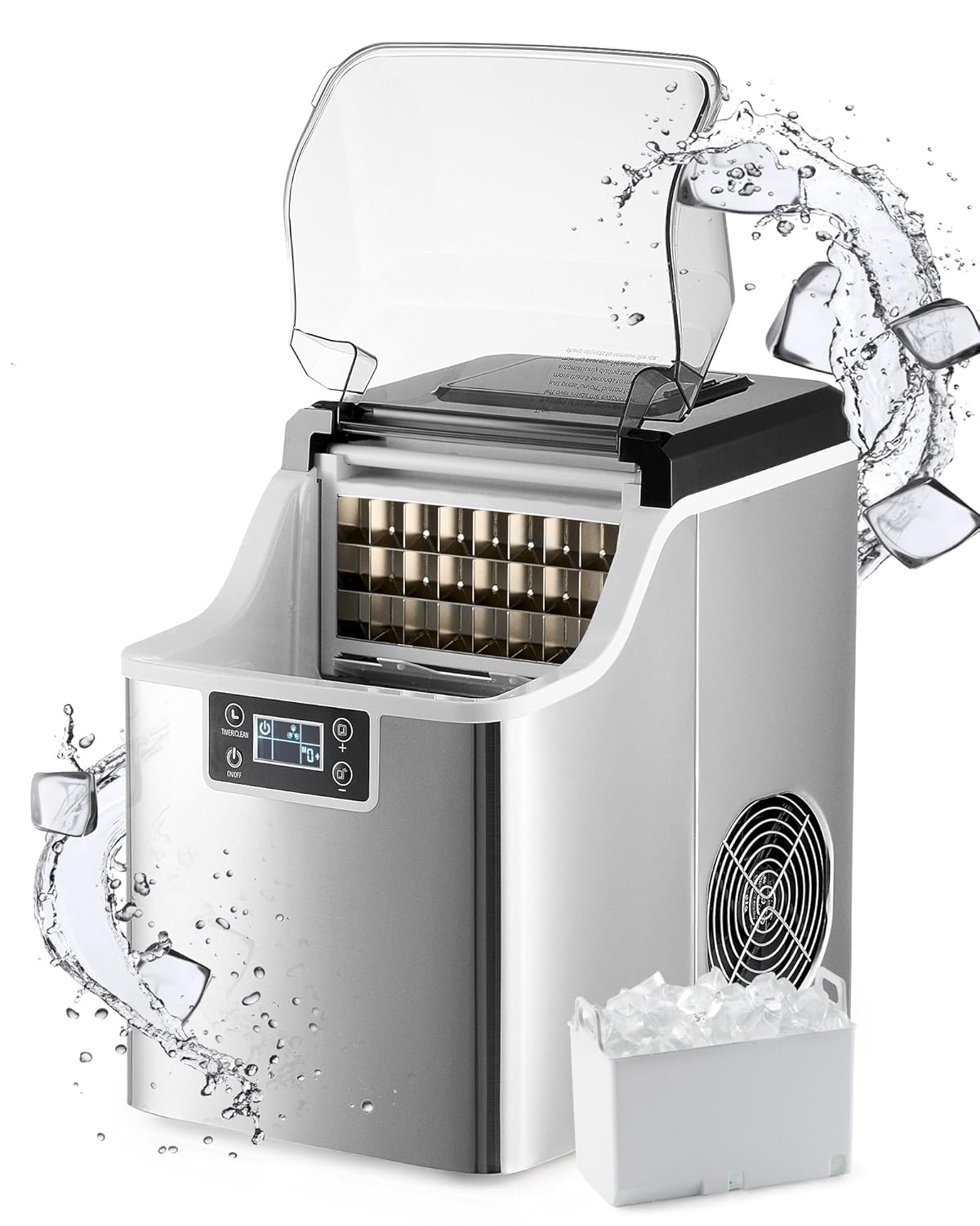 CO-Z Countertop Ice Cube Maker, Ice Maker Machine with 22 kg Daily Yield, Self-Cleaning Ice Machine with Control Panel Ice Scoop & Ice Basket, Portable Ice Maker for Home Office Bar Restaurant.