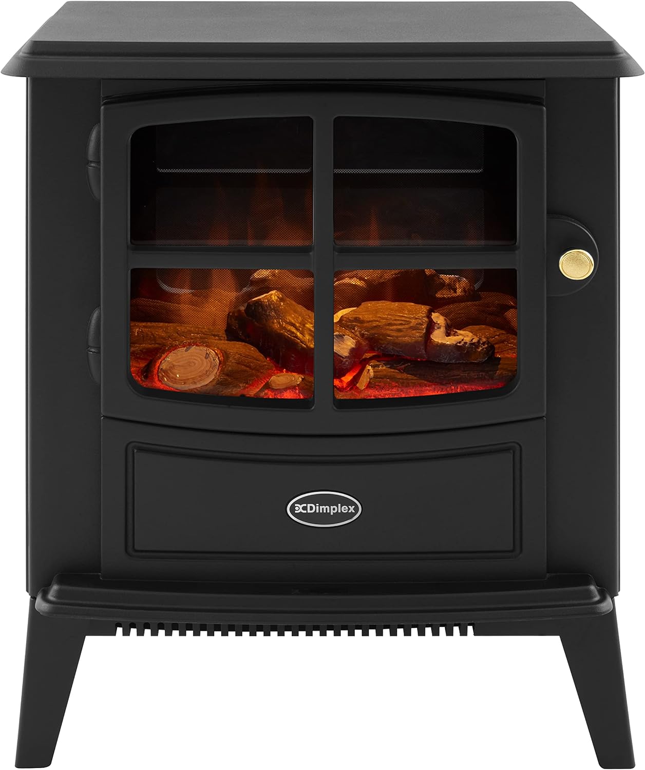 Dimplex BFD20E Brayford Optiflame Electric Stove, Black Cast Iron Effect, Free Standing Wood Burner Style with Artificial Logs, LED Flame Effect, 2kW Adjustable Fan Heater and Remote Control.