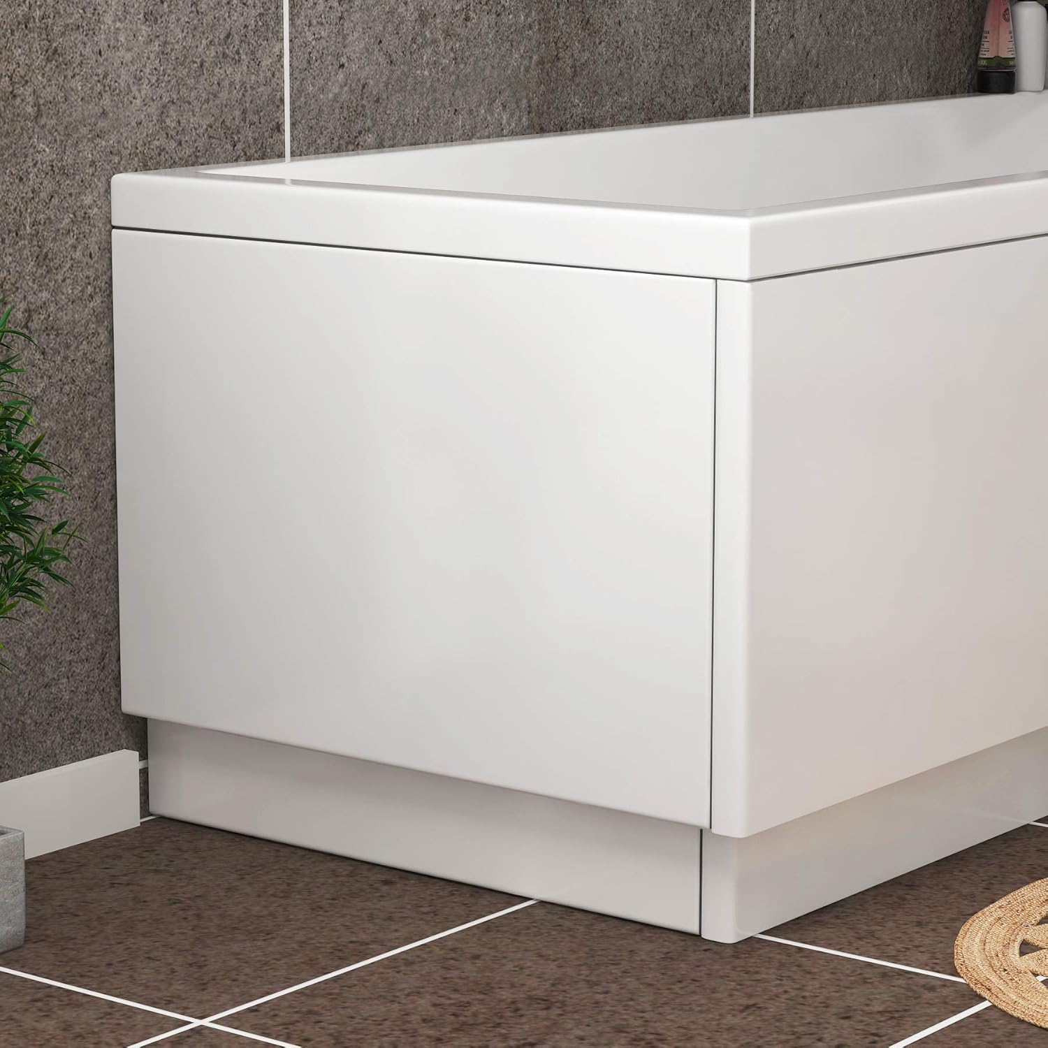 Royal Bathrooms Modern 750mm Universal High Gloss White MDF End Bath Panel with Adjustable Bath Panel Plinth.