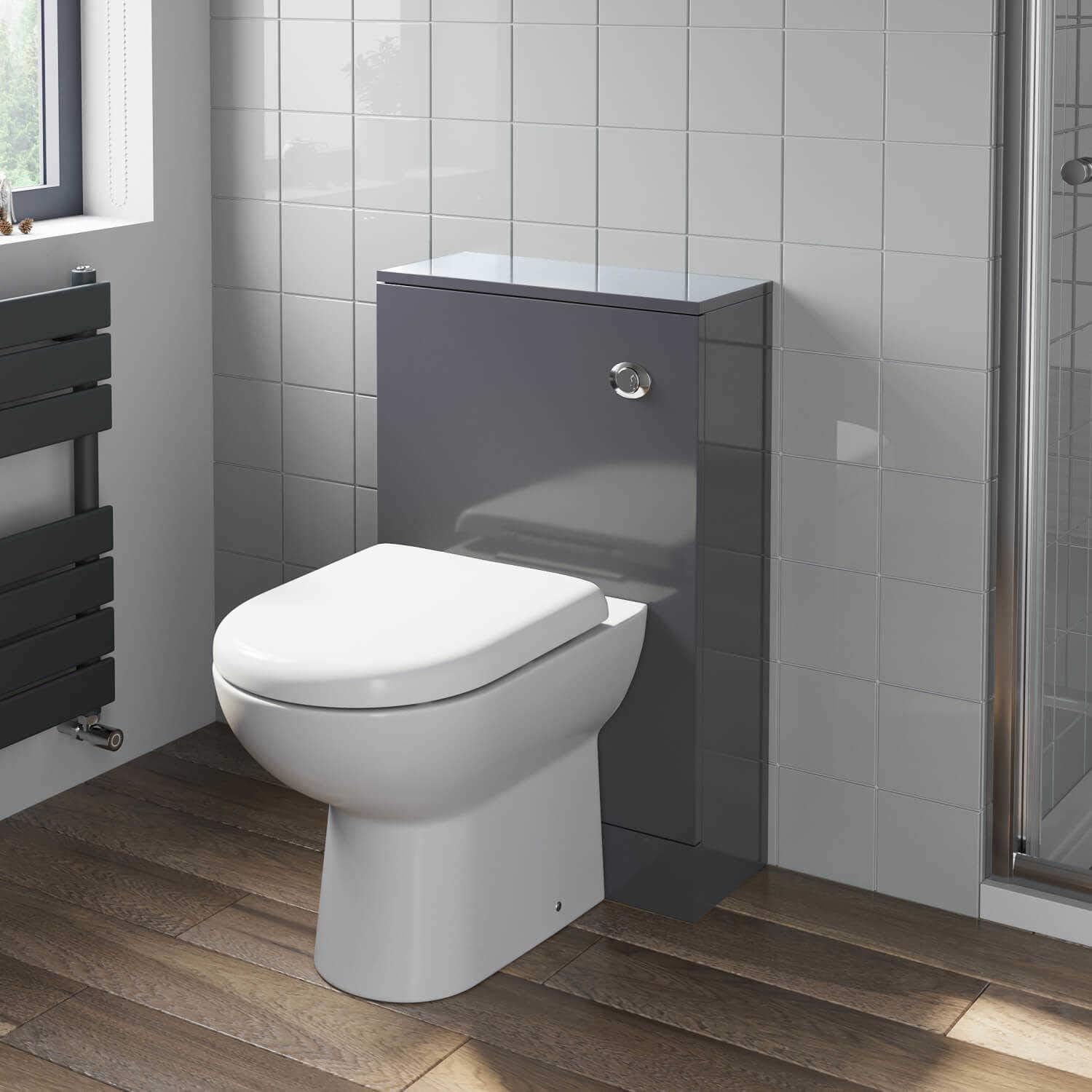 500mm Bathroom Toilet Back to Wall BTW Furniture Unit Pan Soft Close Seat White.