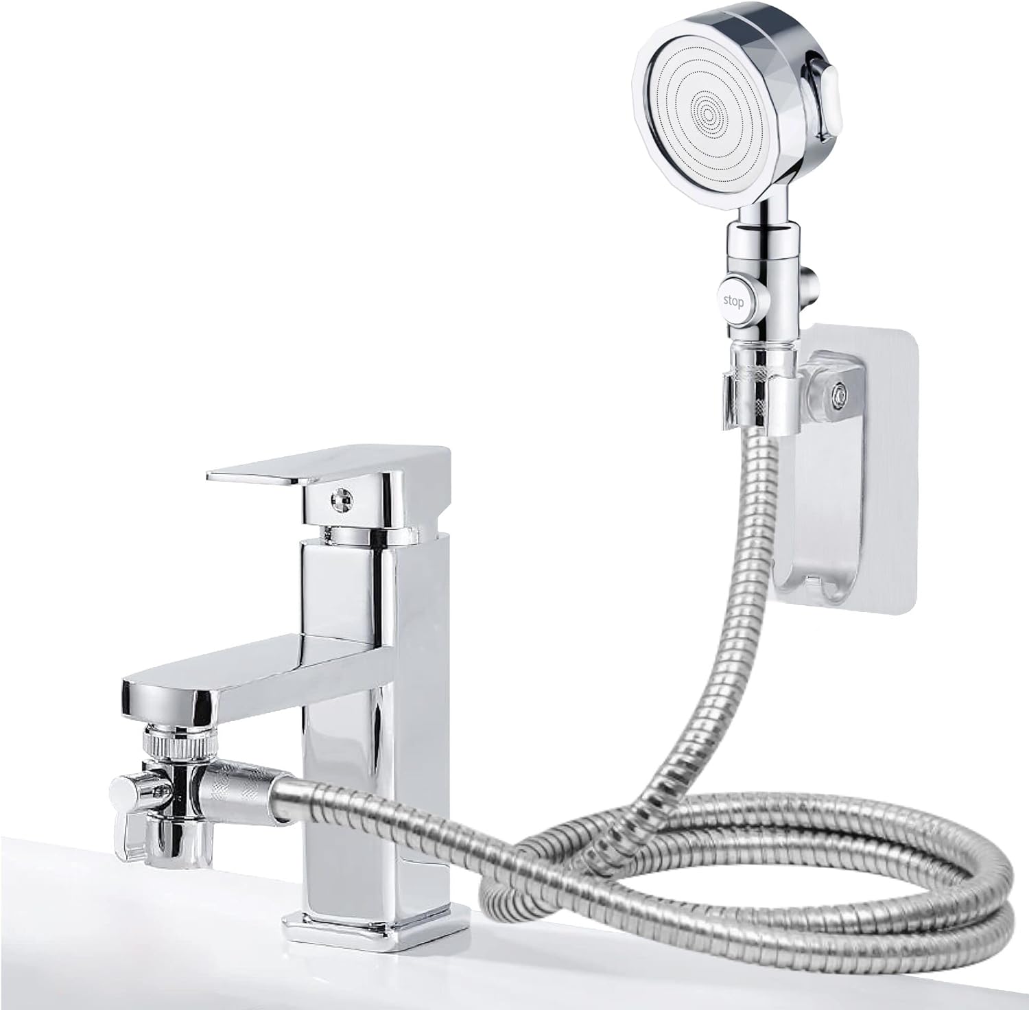 Basin Handheld Shower Kit Shower Head with Hose External Handheld Shower Head Set for Hair Washing Pet Showering Bathroom Utility Room Laundry Tub(Instruction Manual Included).