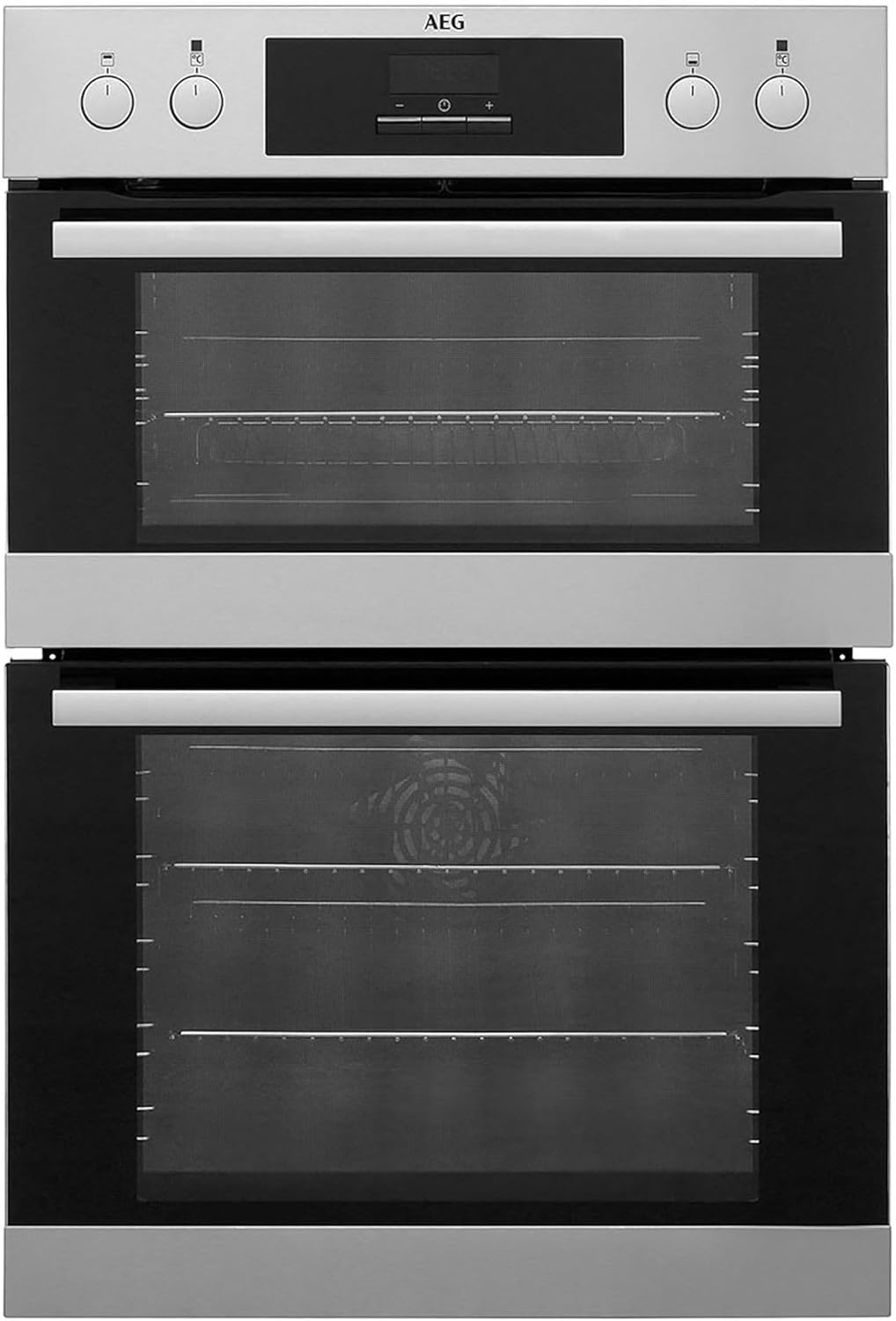 AEG 6000 SurroundCook Built In Double Oven DCB331010M, 61L Capacity, 59.4 cm, Multilevel Cooking, Grill Function, LED Display, Antifingerprint Coating, Stainless Steel.