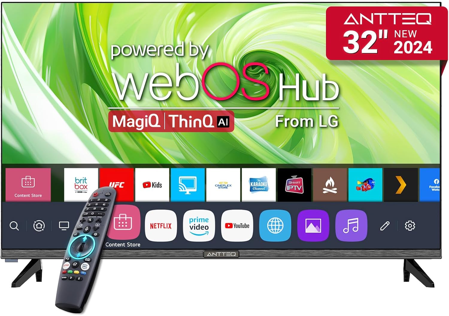 Antteq Smart TV 43 inch MagiQ 43" 4K UHD webOS TV, ThinQ AI MEMC Work with Alexa 2024 Black Television