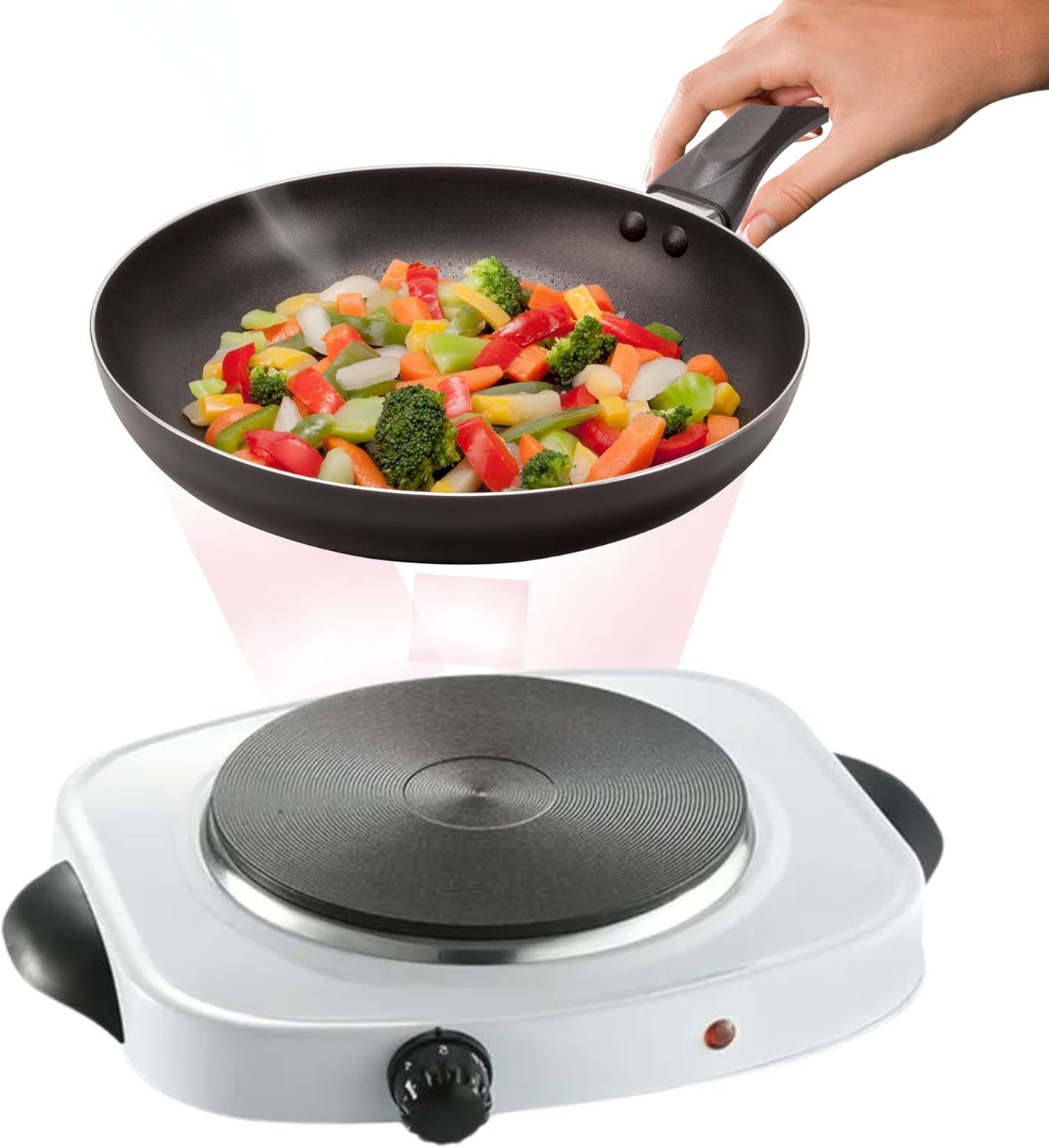 Electric Cooker Portable Stove | 1500W Electric Hot Plate Mini Cooker, Portable Hob | Electric Hob Portable Camping Cooker & Electric Stove Camping Stove For Home, Camping Cooking, and Camping Kitchen.