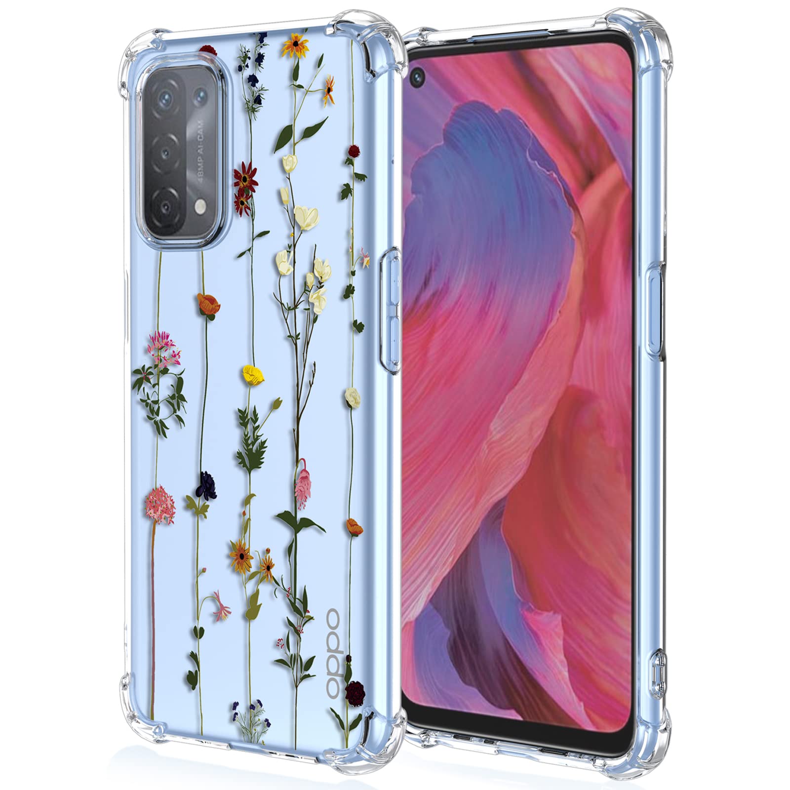 XINYEXIN Case for OPPO A74 5G / OPPO A54 5G, Painting Flower Pattern Clear Case Soft TPU Silicone Case Slim Shockproof Bumper Girl Women Phone Cover - Daisy.