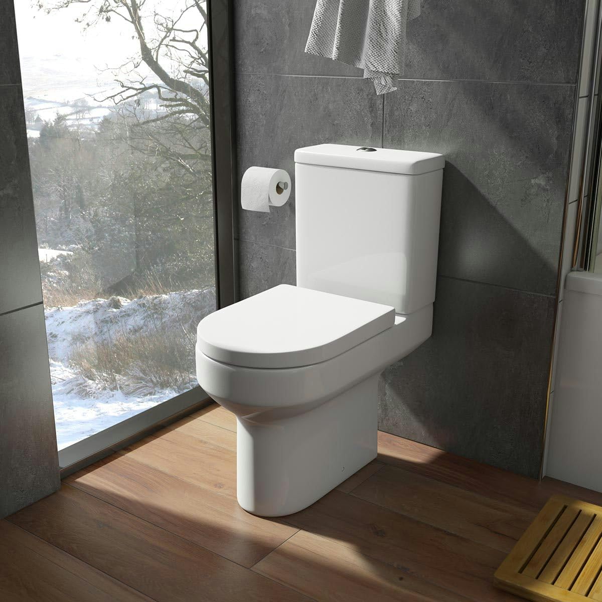 Orchard Wharfe Rimless Close coupled Toilet and Wrapover Soft Close seat - White Close coupled Toilet, Round Close coupled Toilets, Toilets.