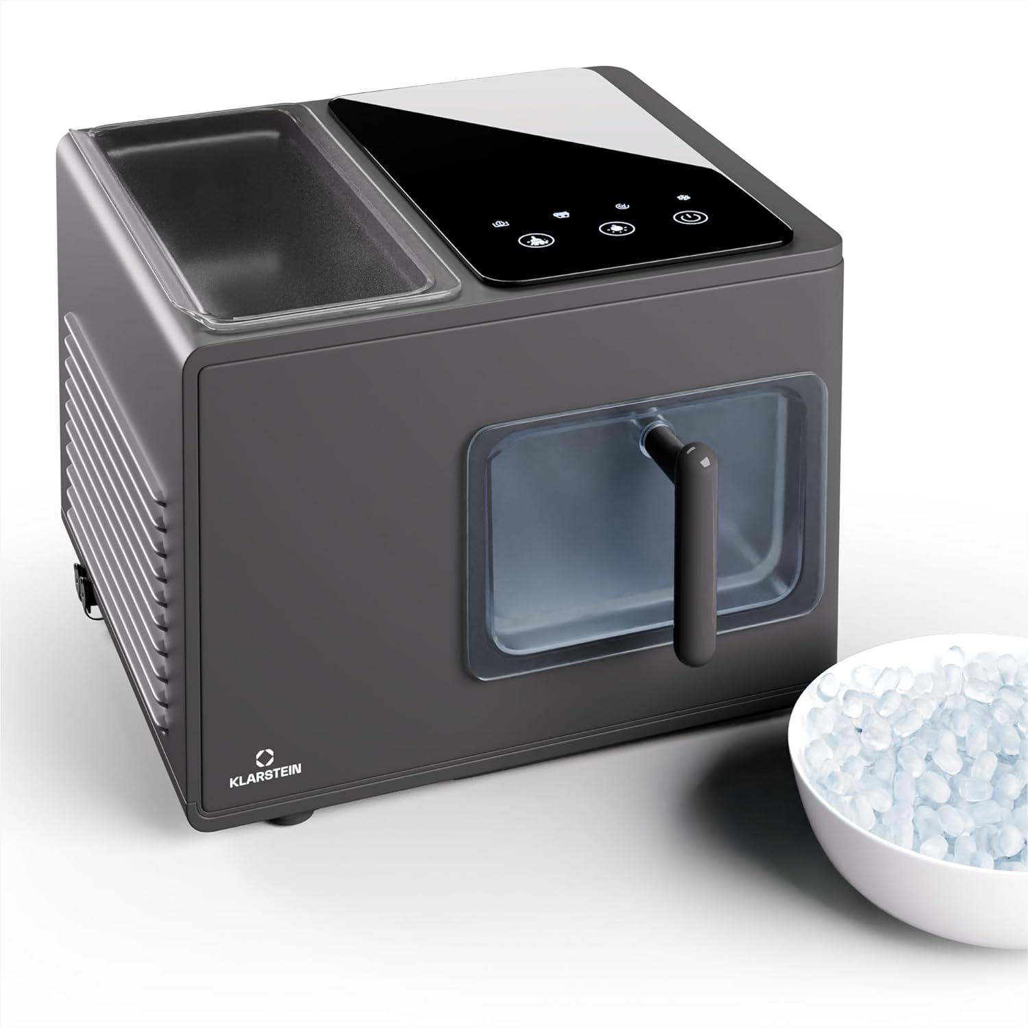 Klarstein 2L Small Ice Maker Machine, Counter Top Ice Machine For Home and Kitchen, Fast Operation, Makes 15 kg of Nugget Ice, Safety Alarm, Touch Controls, Self-Cleaning Ice Cube Maker Machine.