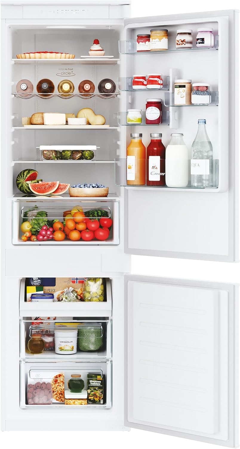 CANDY CBT3518EWK Integrated Total No Frost Fridge Freezer 248L Total Capacity, 70:30 split, White, E Rated.