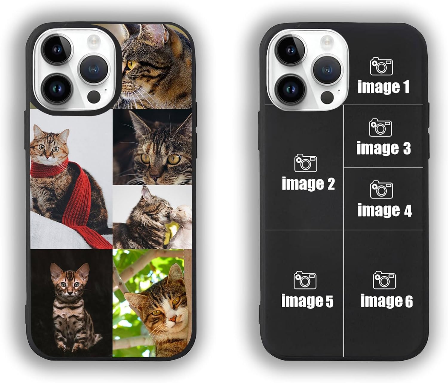 Personalised Phone Case, Custom Phone Case,for Apple iPhone 11/12/13/14/15 Pro Max X/XR/XS, Collage Photo Text Name, Customised Gifts for Birthday, Wedding, Anniversary (5 Photo).