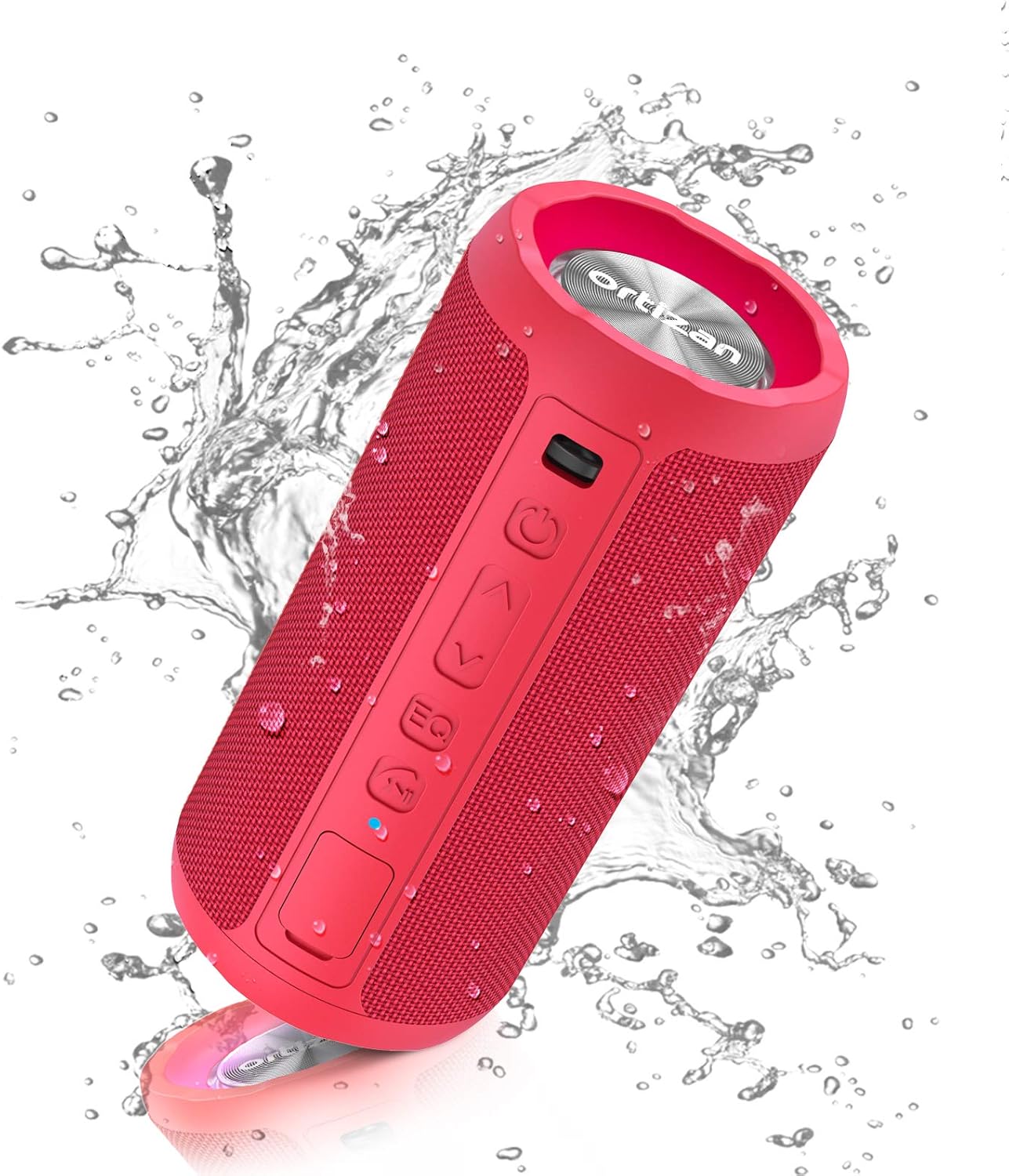 Ortizan Bluetooth Speaker, Portable Wireless Bluetooth Speakers With Led Light, Louder Volume & Enhanced Bass, IPX7 Waterproof, 30H Playtime, Durable Loud Outdoor Speaker for Travel, Sport.