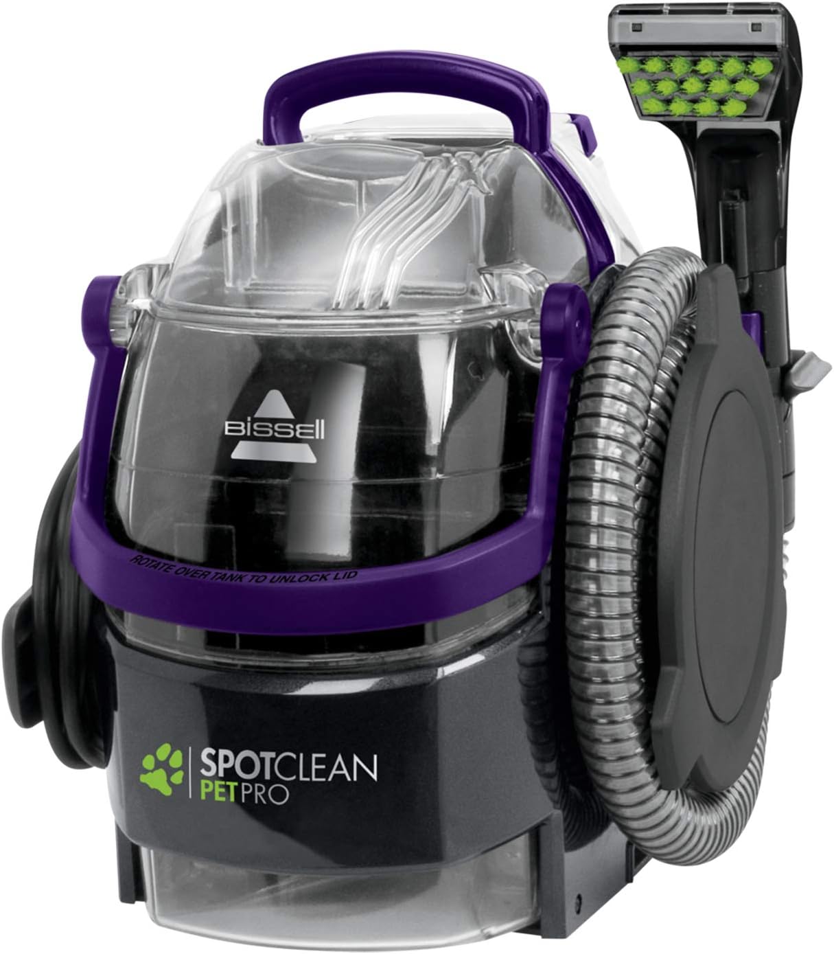 BISSELL SpotClean Pet Pro | 750W Portable Carpet Cleaner | Removes Spills, Stains and Pet Messes | includes Pet Stain Trapper Tool | Cleans Carpets, Upholstery & Car | 15588 | 2.8L | Black/Purple.