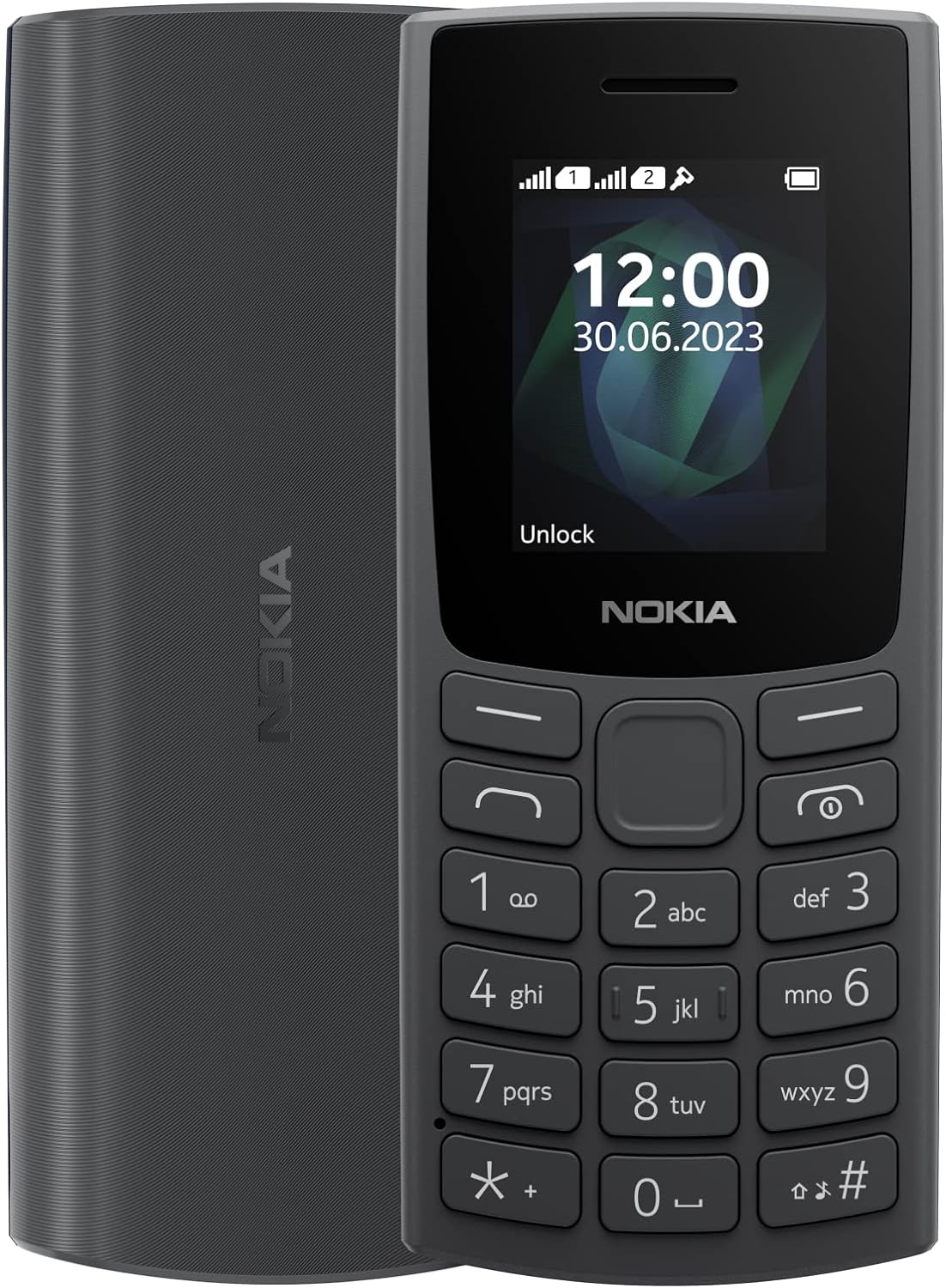 Nokia 105 2G Feature Phone with long-lasting battery, 12 hours of talk-time, wireless FM radio, large display, and tactile keyboard, Dual Sim - Charcoal