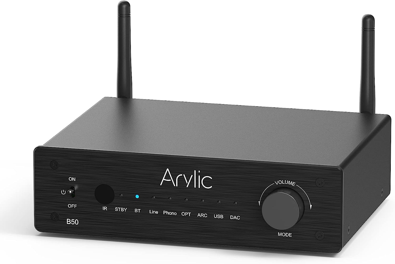 Arylic B50 Bluetooth aptX HD Stereo Amplifier with Audio Transmitter, 2 Channel 50W*2 Amplifier with HDMI ARC, Phono in and Free GO Control APP.Support HD Music Transmission & Reception..