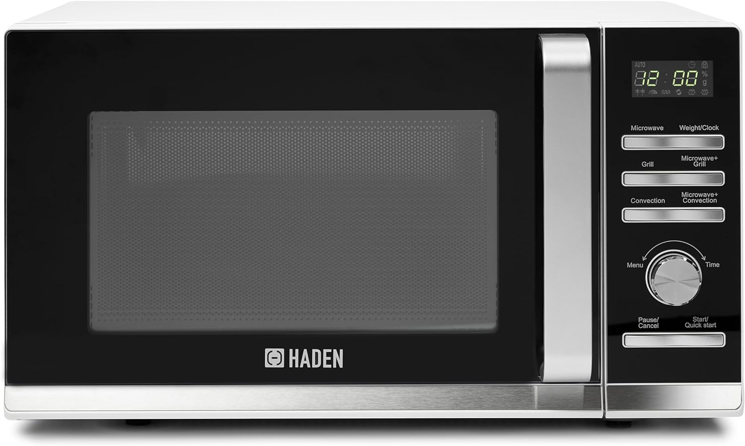 Haden Combination Microwave Oven With Grill - 900w Microwave, 1950w Convection, 1000w Grill, 25l Capacity, 8 Auto Cook Menus, Timer - Microwave Oven Combo With Child Safety Lock.