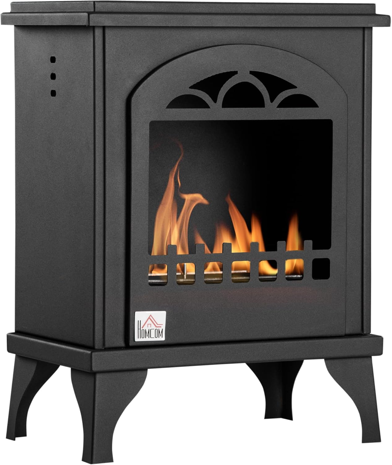 HOMCOM Free Standing Ethanol Fireplace, Bioethanol Heater Stove Fire with 1.2L Tank, 3 Hours Burning Time, Black.