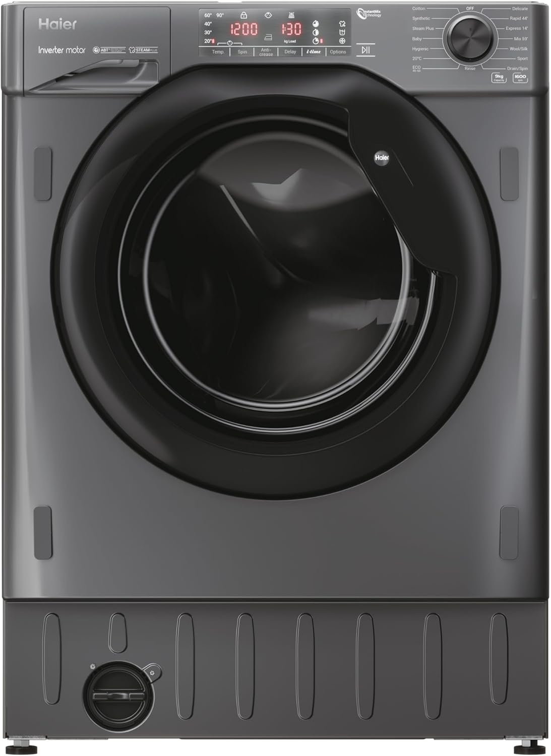 Haier HWDQ90B416FWBRUK 9/5kg Integrated Washer Dryer, D/A Rated, Graphite & Black.