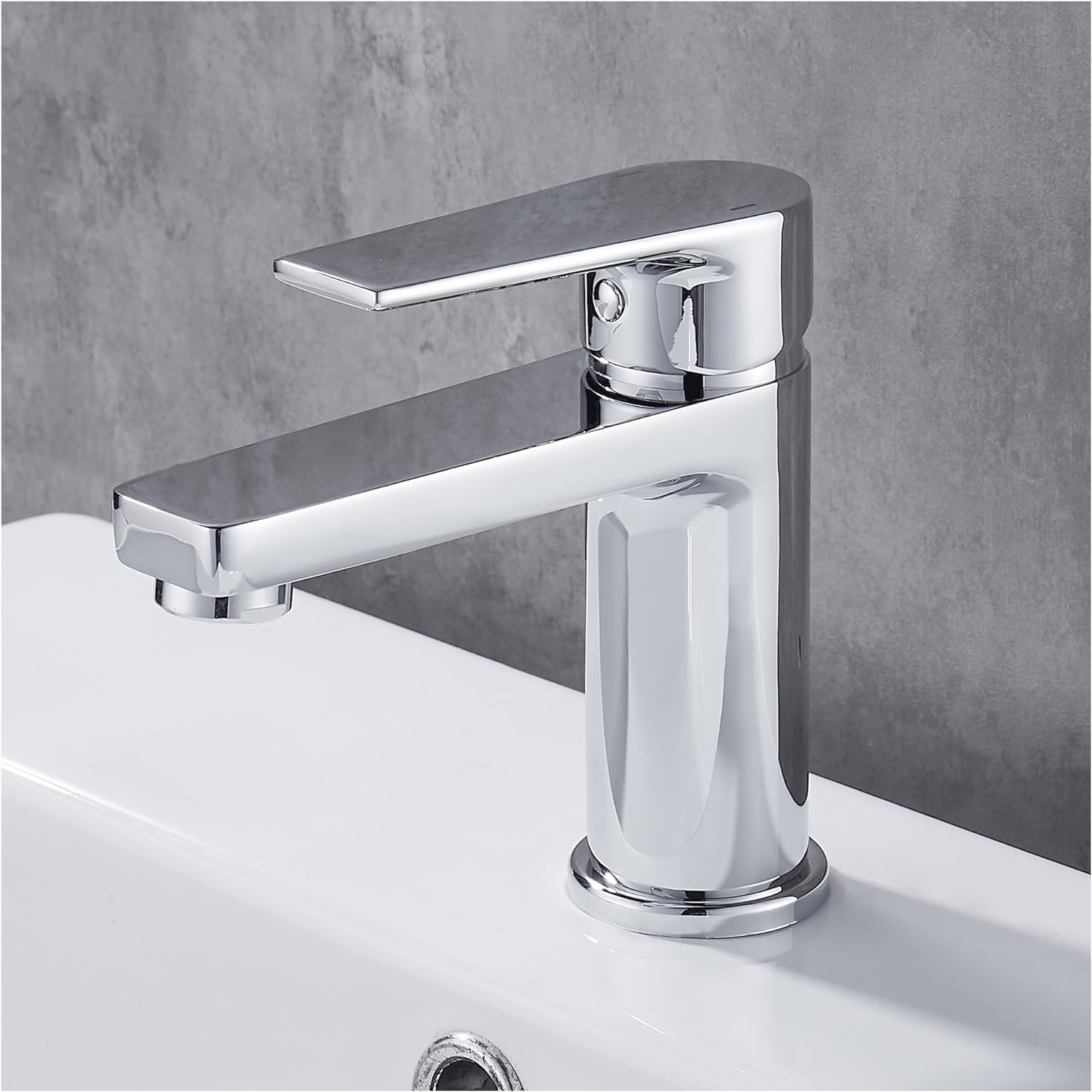 Gricol Bathroom Basin Tap Solid Brass Square Handle Hot Cold Mixer Tap Single Lever Faucet.