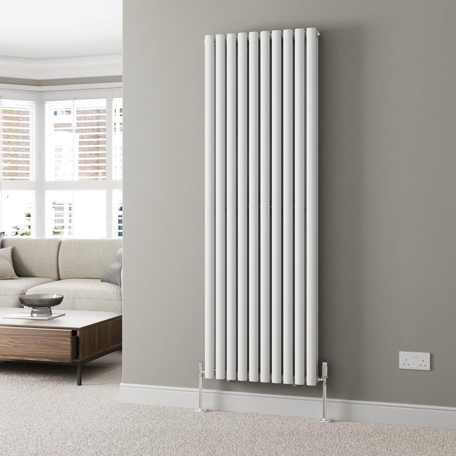 DuraTherm® 600 x 600mm Anthracite Horizontal Designer Radiator Double Column Oval Tube Modern Central Heating Panel Bathroom Radiators.