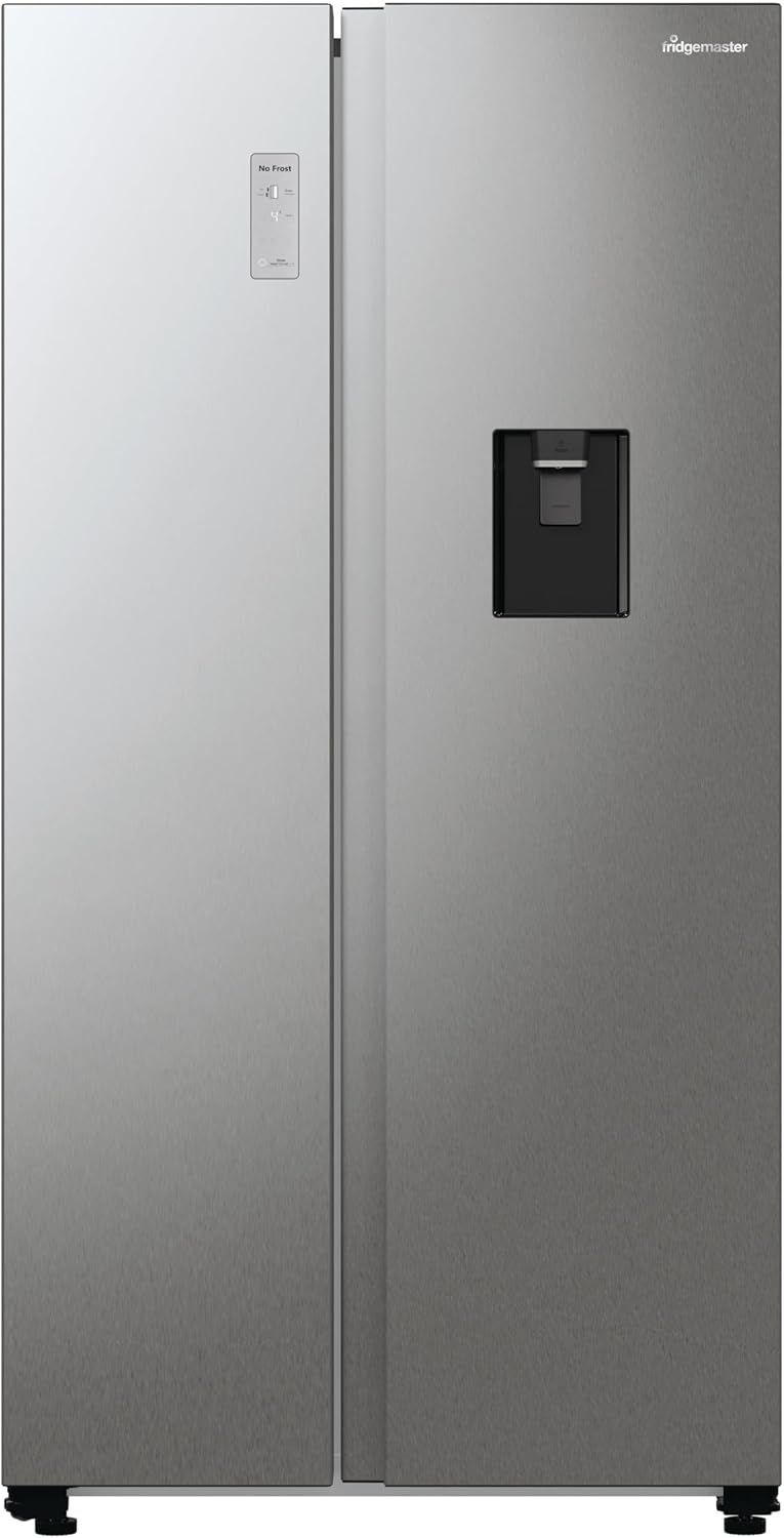 Fridgemaster MS91547DFE Freestanding American Side by side Door Fridge Freezer 547L, Metal Grey, Inverter compressor, Non-Plumbed Water Dispenser, 91 × 178.6 × 64.3 cm (W×H×D) Energy Rating E.