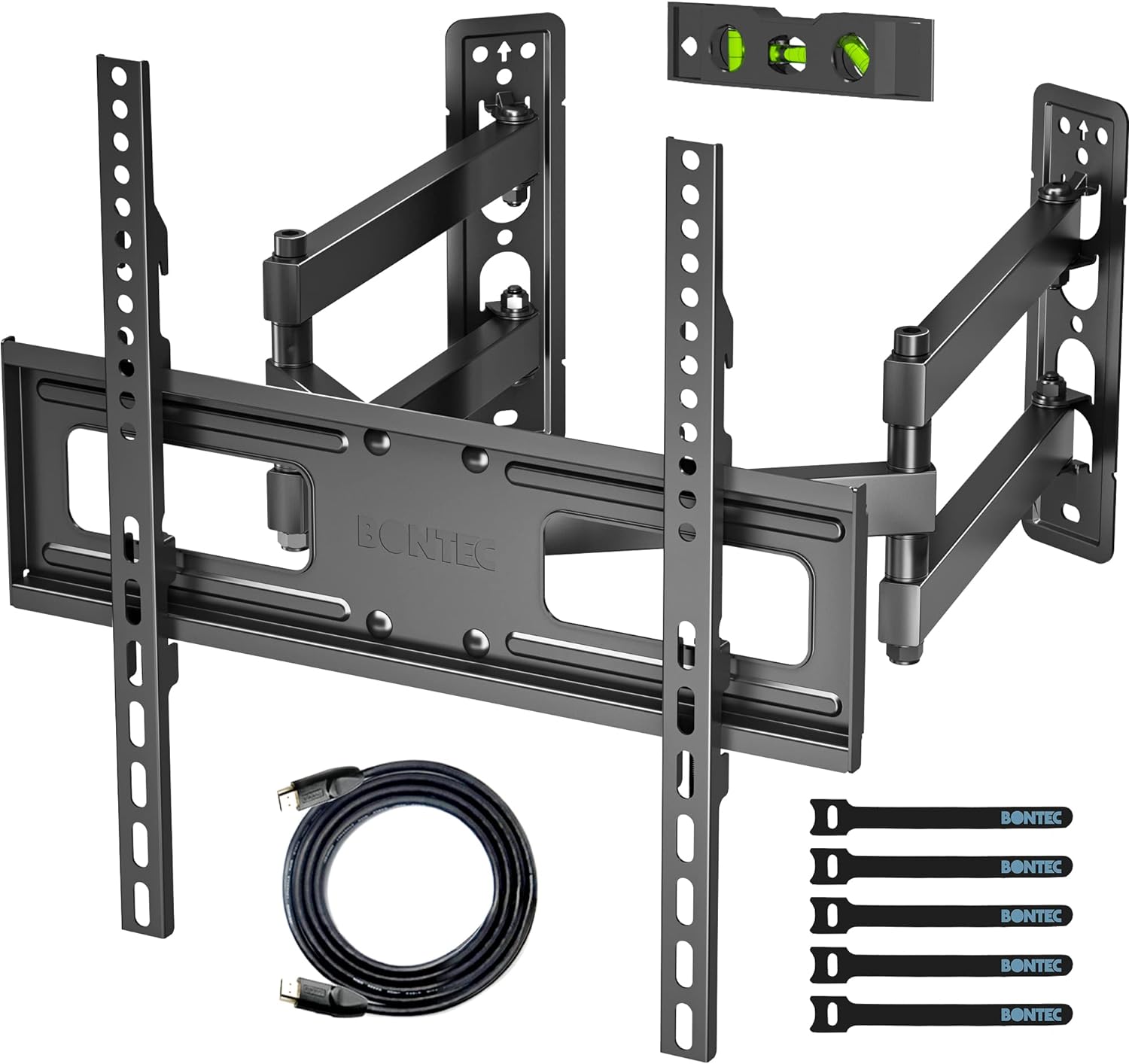 BONTEC Corner TV Wall Mount Bracket for 26-50 inch LED LCD Flat Curved TVs, Tilt Swivel Extendable Full Motion TV Bracket with Dual Articulating Arms, Holds up to 45kgs, Max VESA 400x400mm.