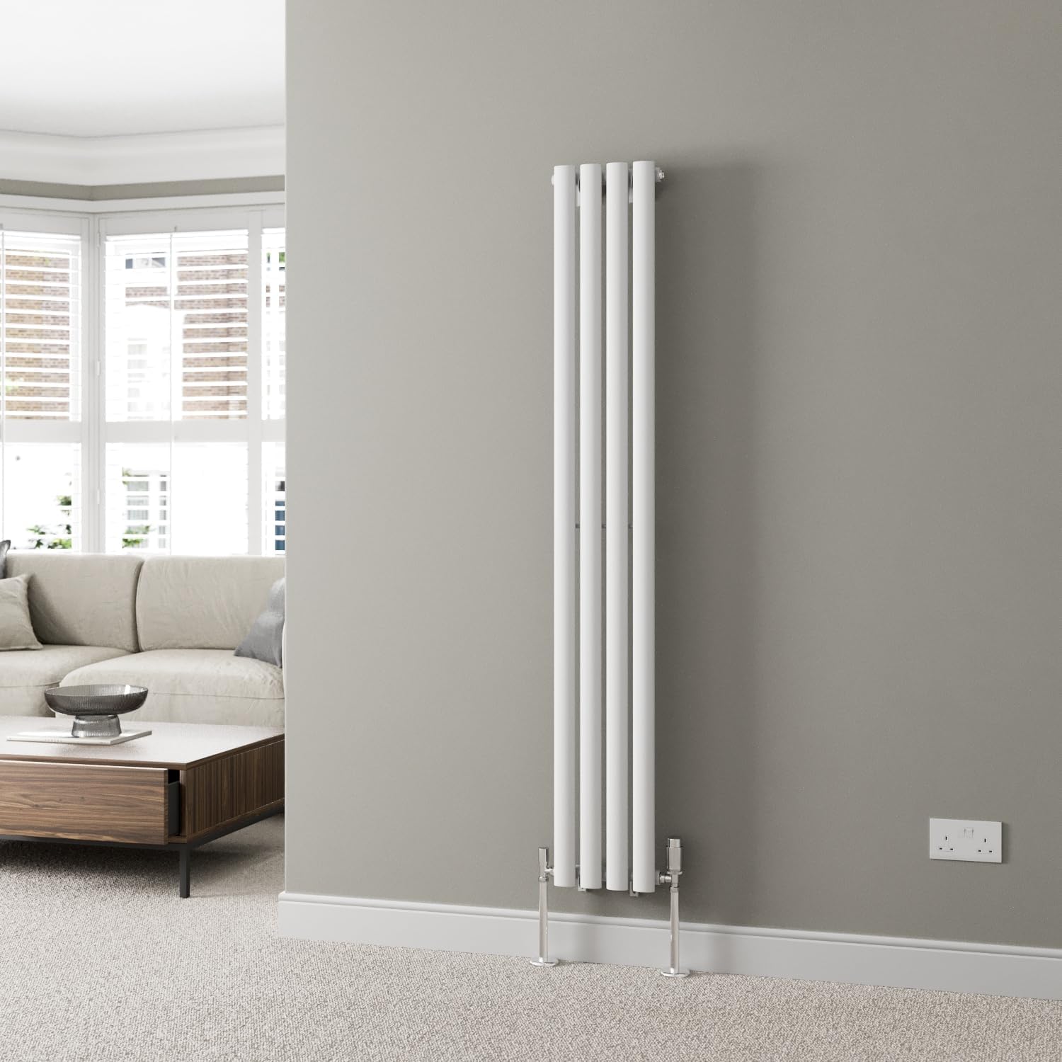 DuraTherm® 600 x 600mm Anthracite Horizontal Designer Radiator Double Column Oval Tube Modern Central Heating Panel Bathroom Radiators.